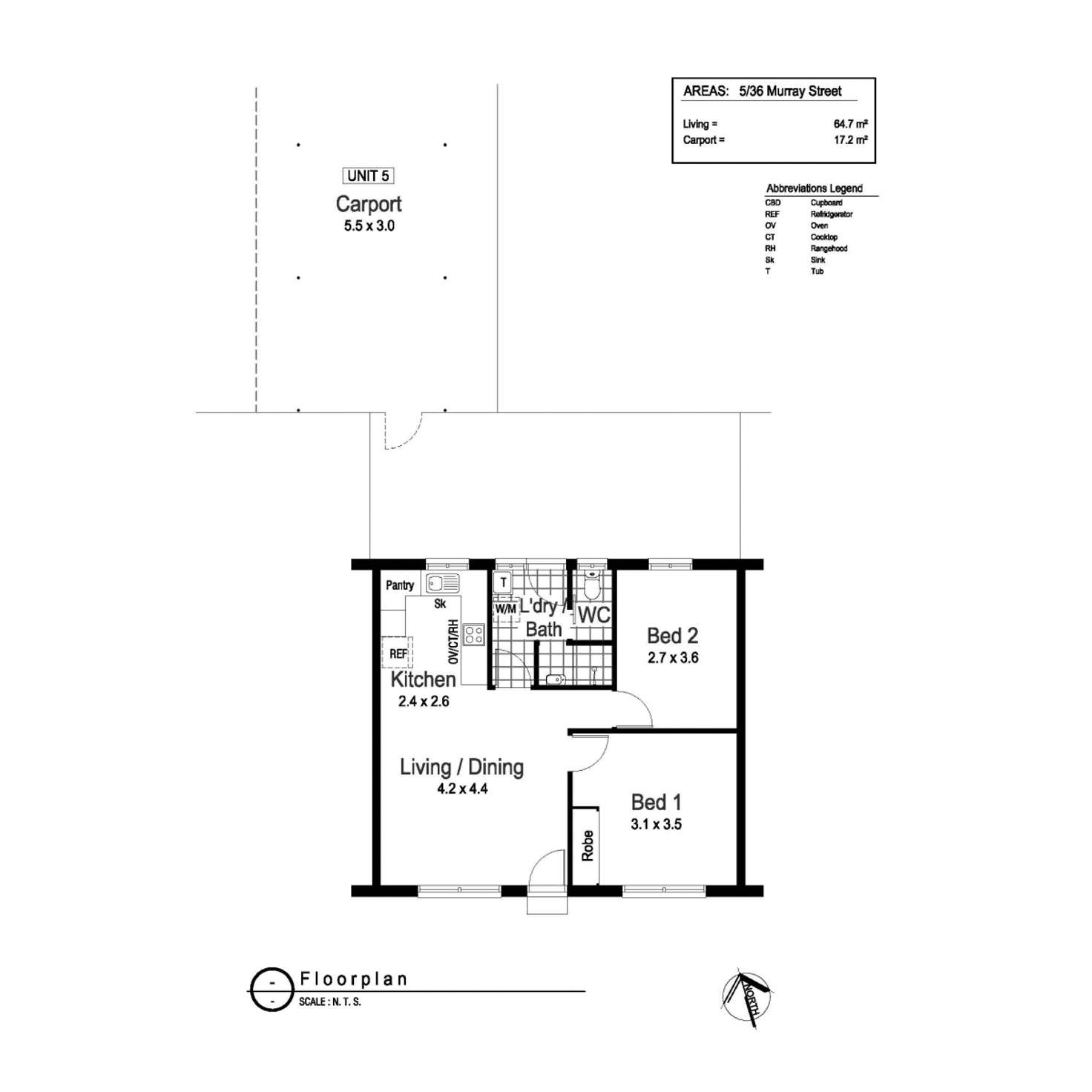 Floorplan of Homely unit listing, 5/36 Murray Street, Wagga Wagga NSW 2650