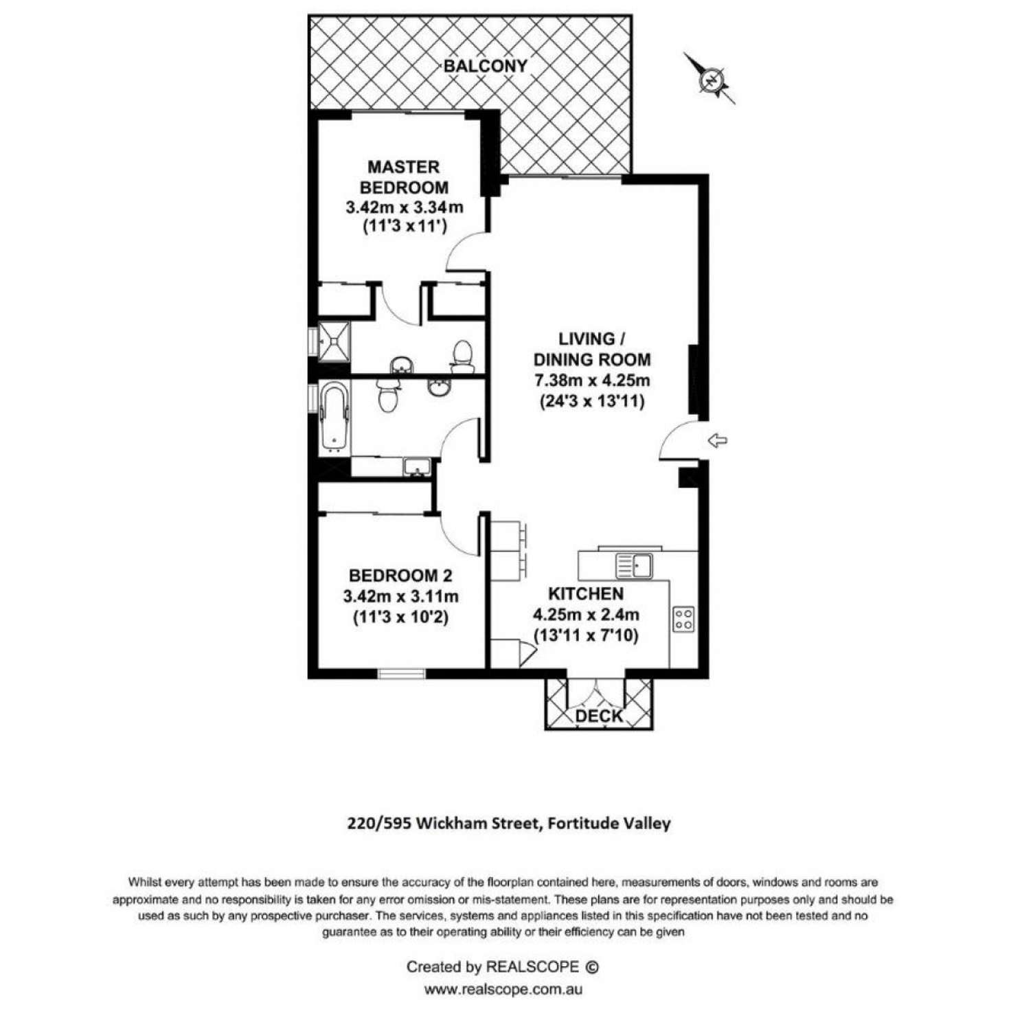 Floorplan of Homely apartment listing, 220/595 Wickham Street, Fortitude Valley QLD 4006