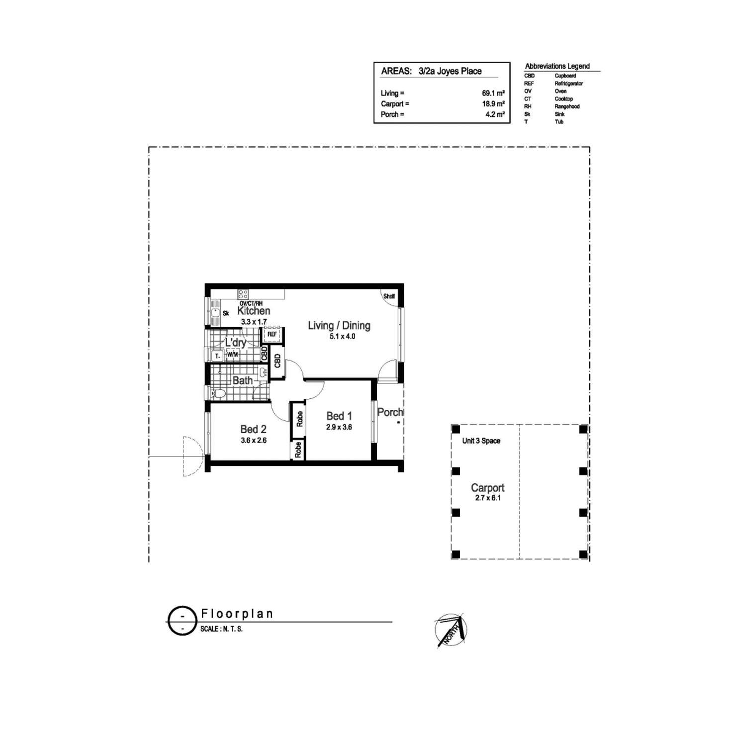 Floorplan of Homely unit listing, 3/2A Joyes Place, Tolland NSW 2650