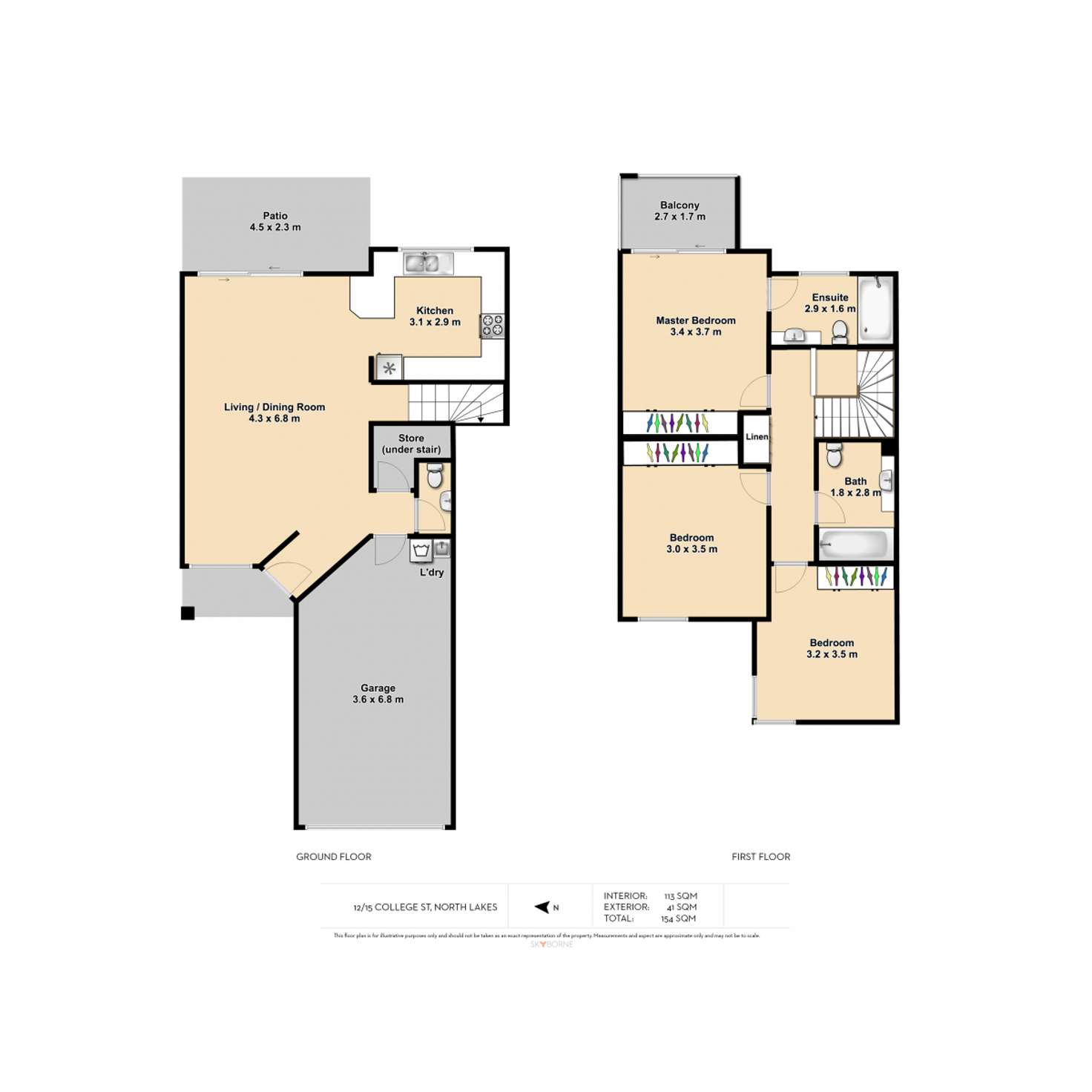 Floorplan of Homely townhouse listing, 12/15 College Street, North Lakes QLD 4509