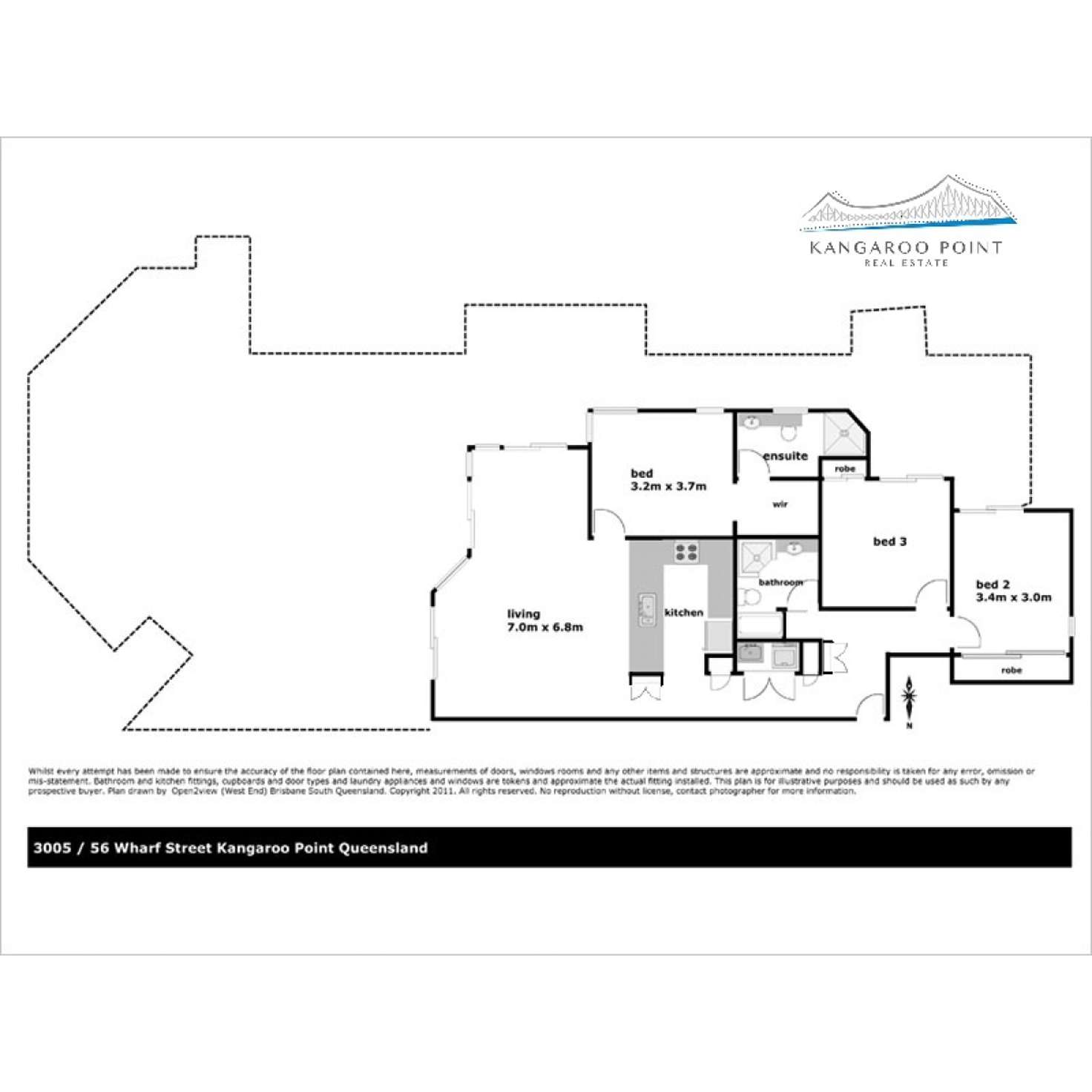 Floorplan of Homely apartment listing, 3005/56 Wharf Street, Kangaroo Point QLD 4169