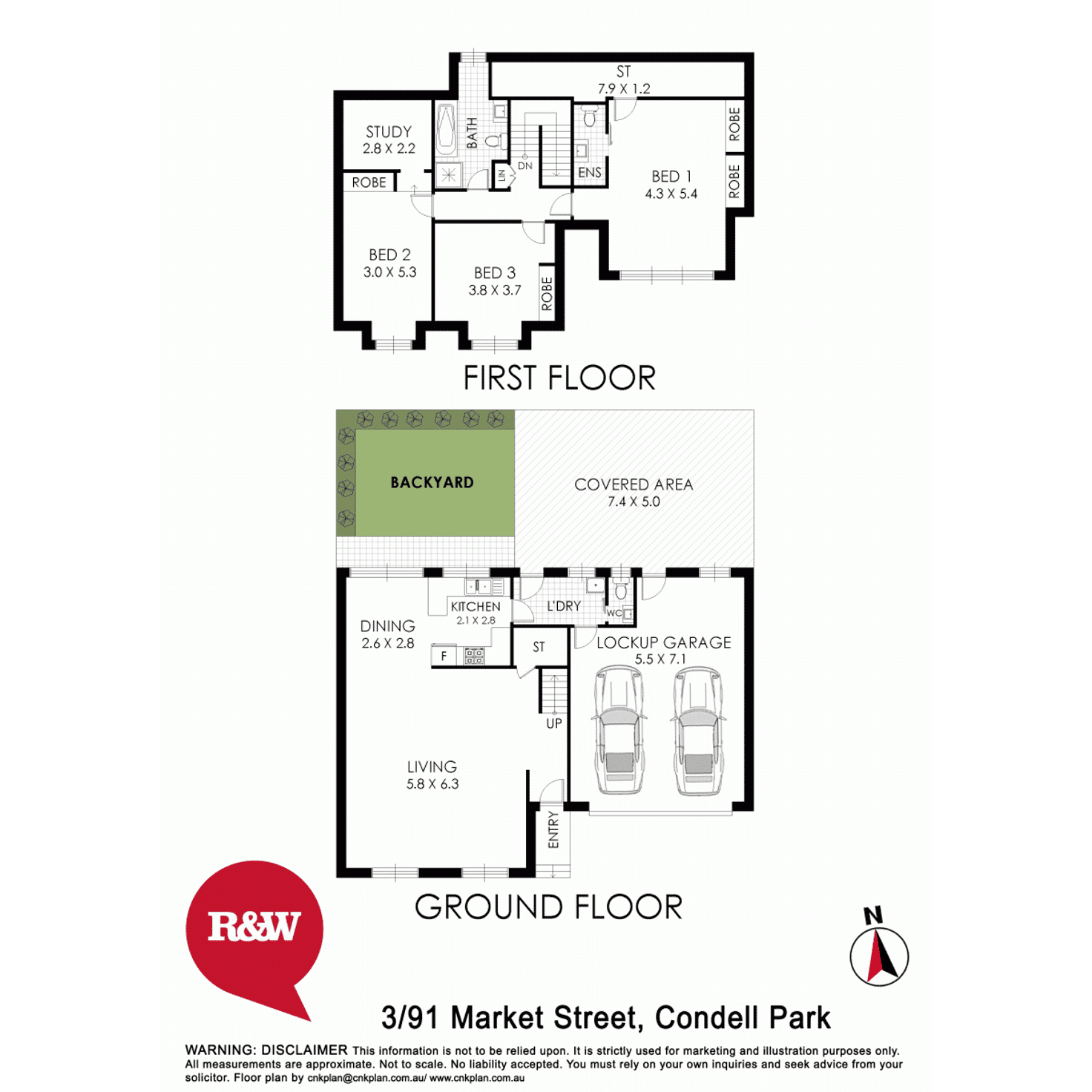 Floorplan of Homely townhouse listing, 3/91 Market Street, Condell Park NSW 2200