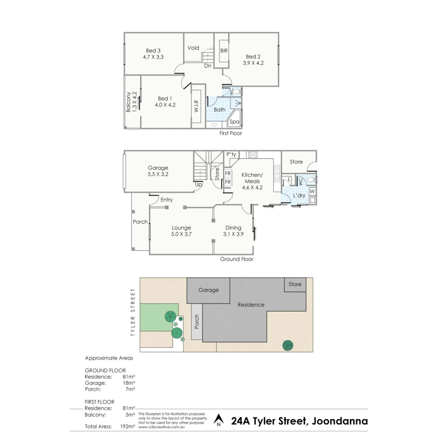 Floorplan of Homely townhouse listing, 24A Tyler Street, Joondanna WA 6060