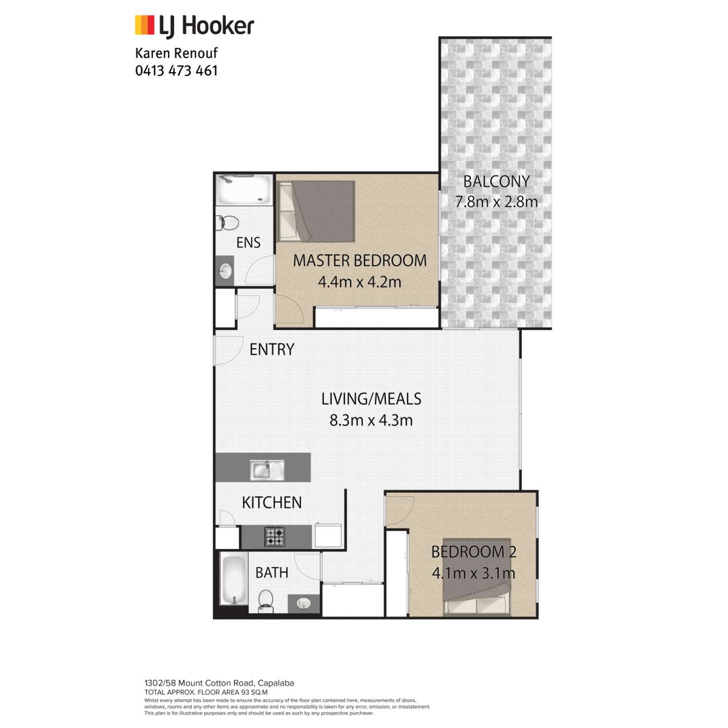 Floorplan of Homely unit listing, 1302/58 Mount Cotton Road, Capalaba QLD 4157