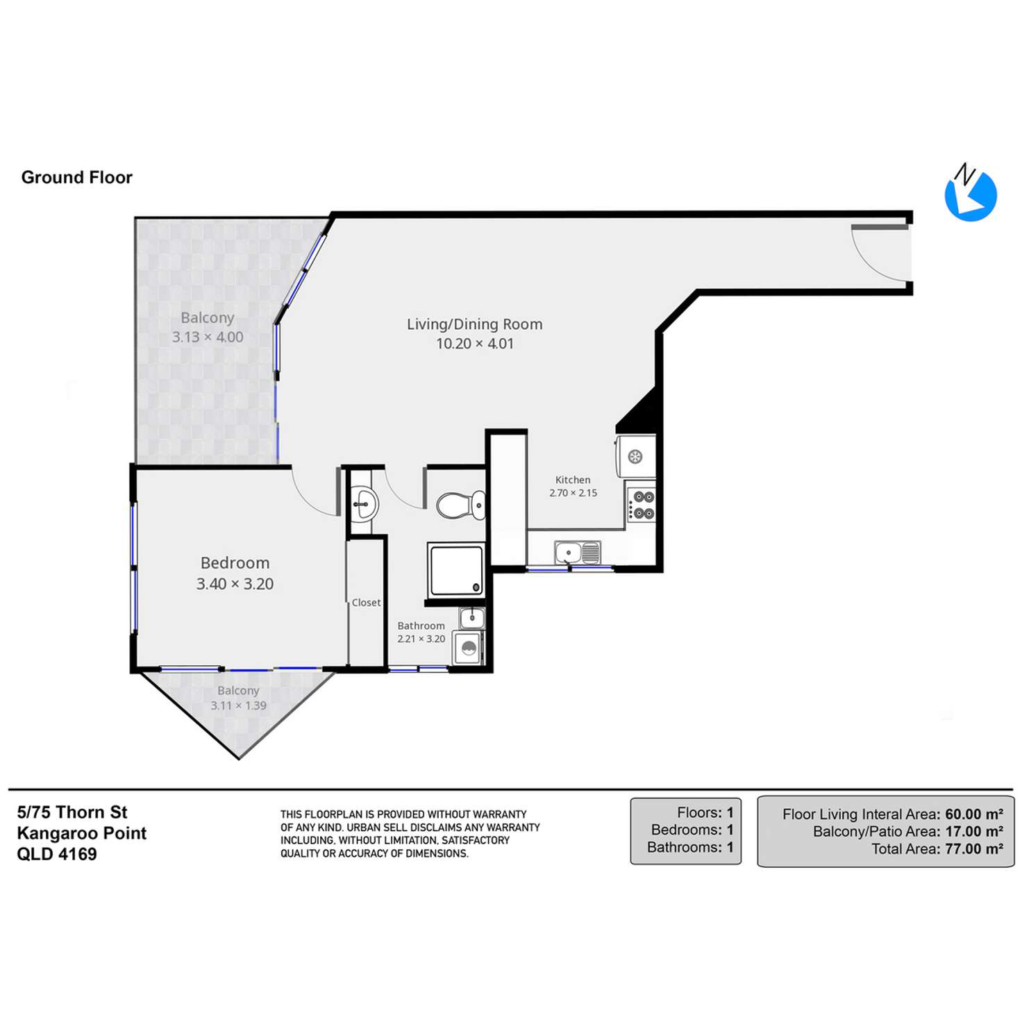 Floorplan of Homely apartment listing, 5/75 Thorn Street, Kangaroo Point QLD 4169