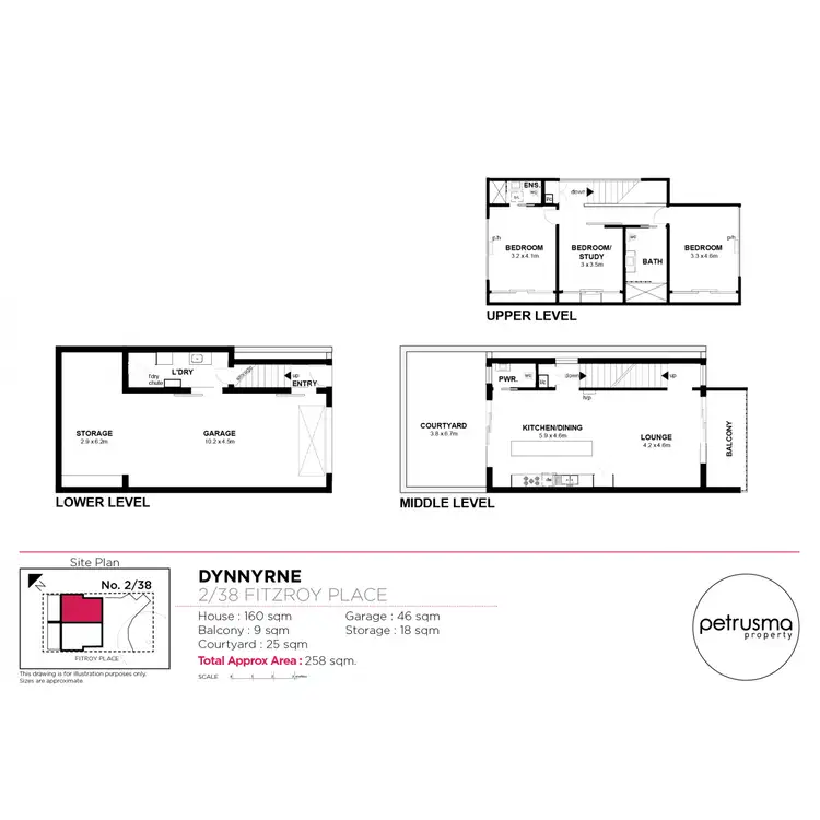 Floorplan of Homely townhouse listing, 2/38 Fitzroy Place, Dynnyrne TAS 7005