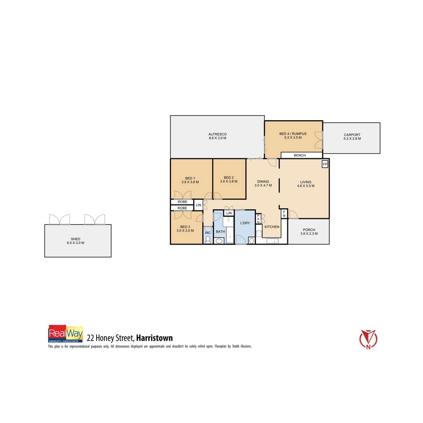 Floorplan of Homely house listing, 22 Honey Street, Harristown QLD 4350
