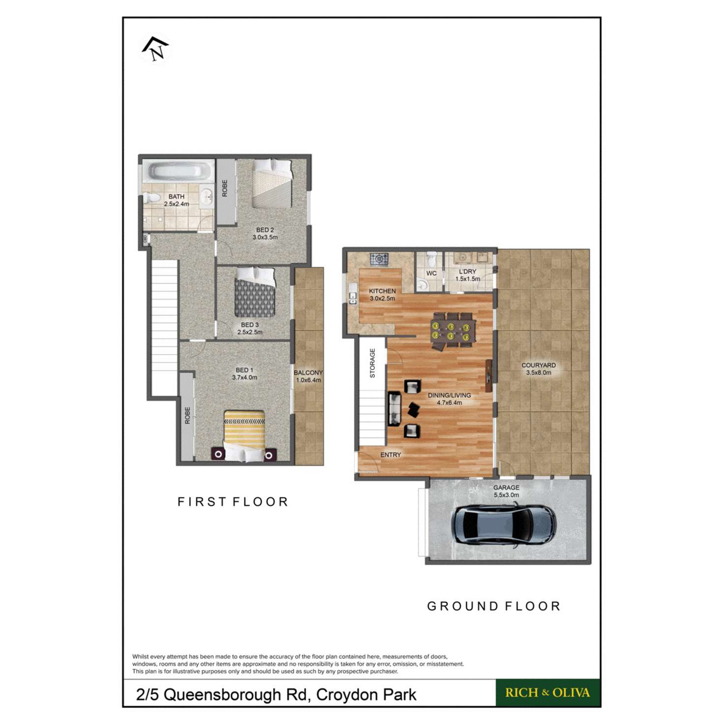 Floorplan of Homely townhouse listing, 2/5 Queensborough Road, Croydon Park NSW 2133