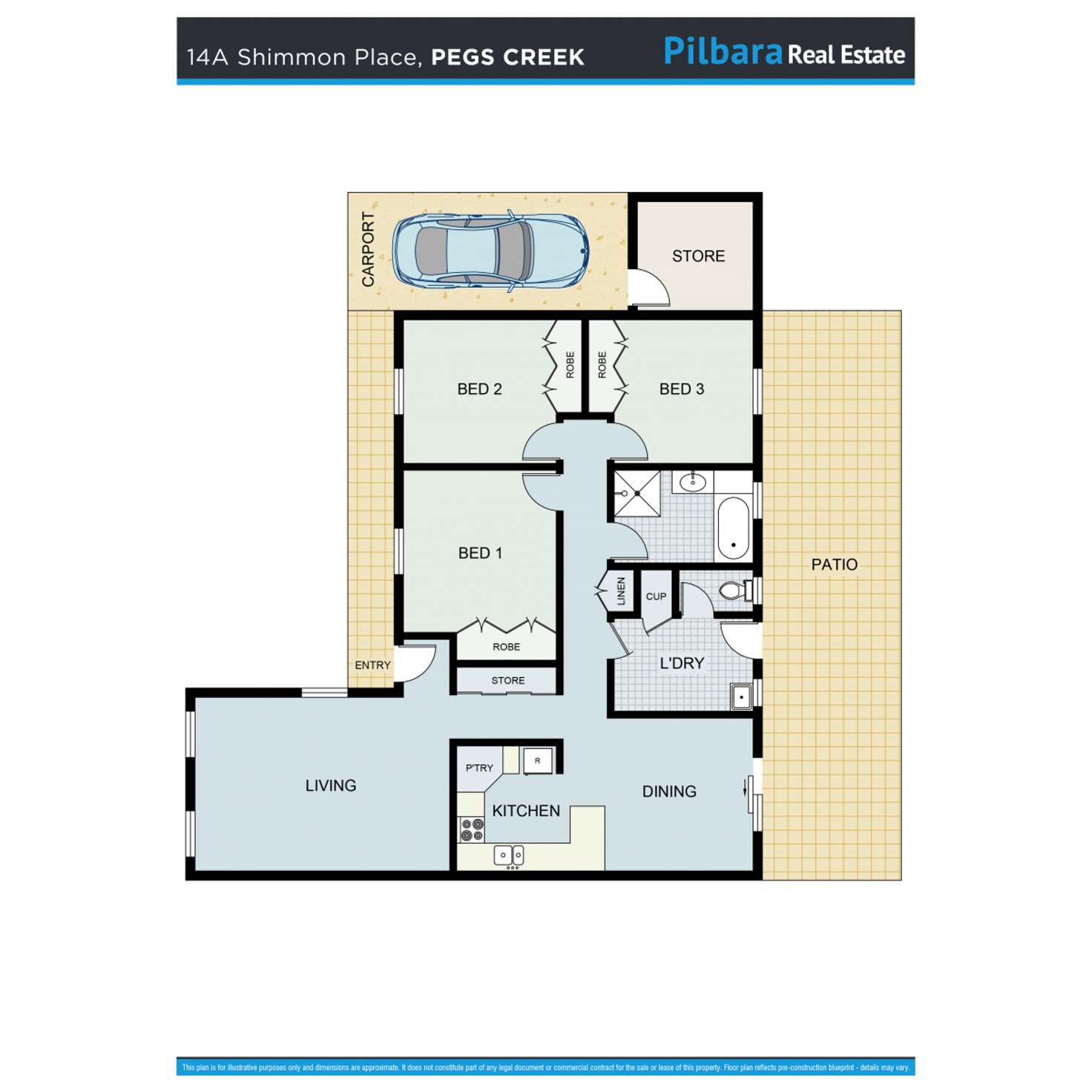 Floorplan of Homely semiDetached listing, 14A Shimmon Place, Pegs Creek WA 6714