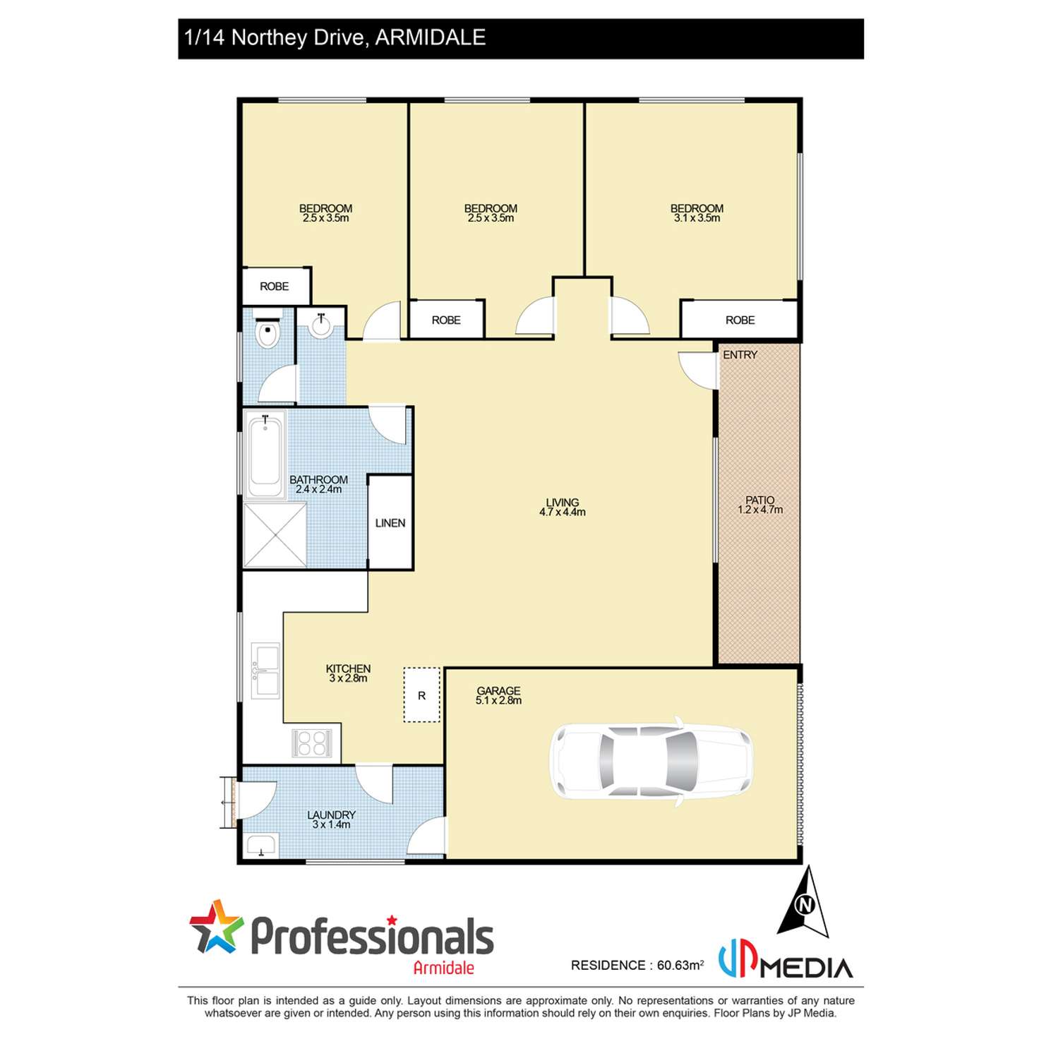Floorplan of Homely flat listing, 1/14 Northey Drive, Armidale NSW 2350