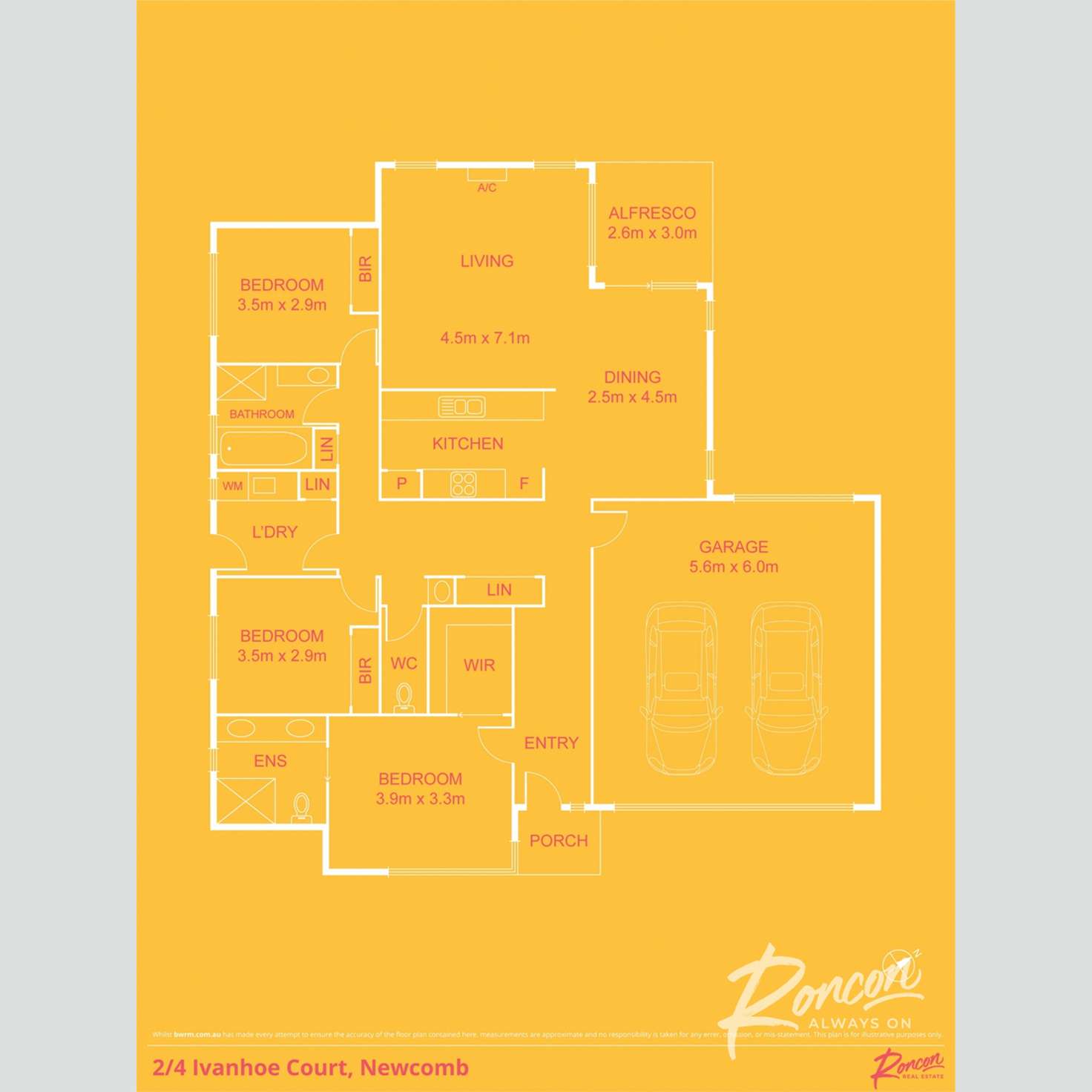 Floorplan of Homely townhouse listing, 2/4 Ivanhoe Court, Newcomb VIC 3219