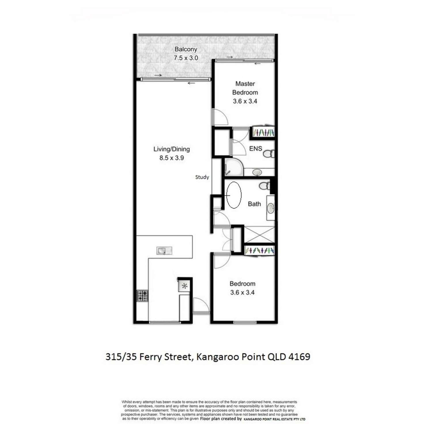Floorplan of Homely apartment listing, 35 Prospect Street, Kangaroo Point QLD 4169