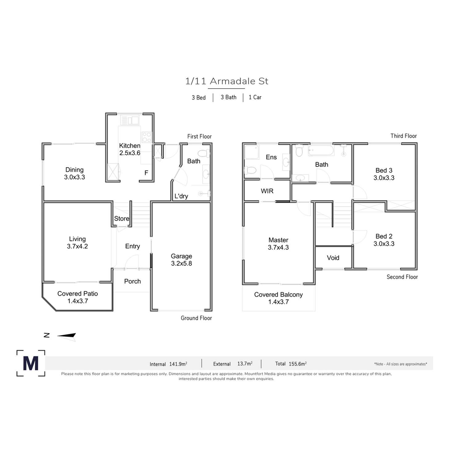 Floorplan of Homely townhouse listing, 1/11 Armadale Street, St Lucia QLD 4067
