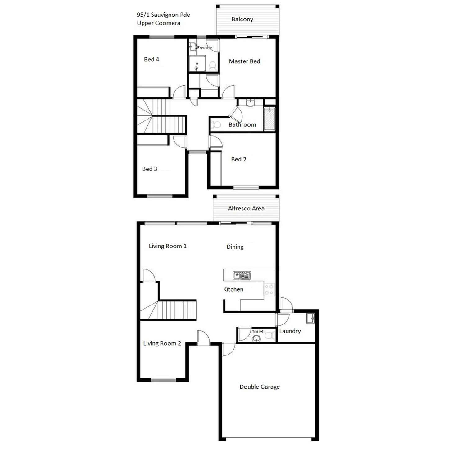 Floorplan of Homely townhouse listing, 95/1 Sauvignon Parade, Upper Coomera QLD 4209