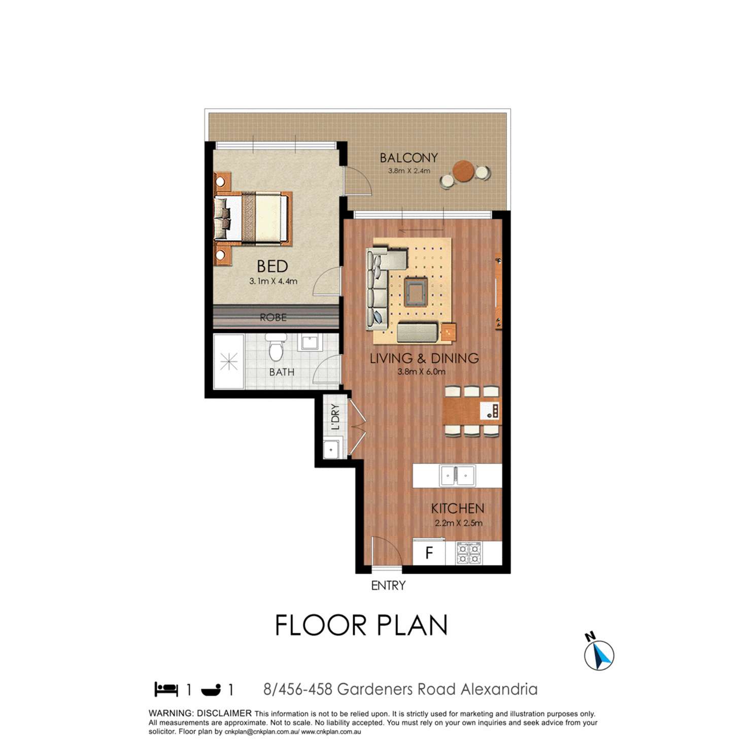 Floorplan of Homely apartment listing, 8/456 Gardeners Road, Alexandria NSW 2015