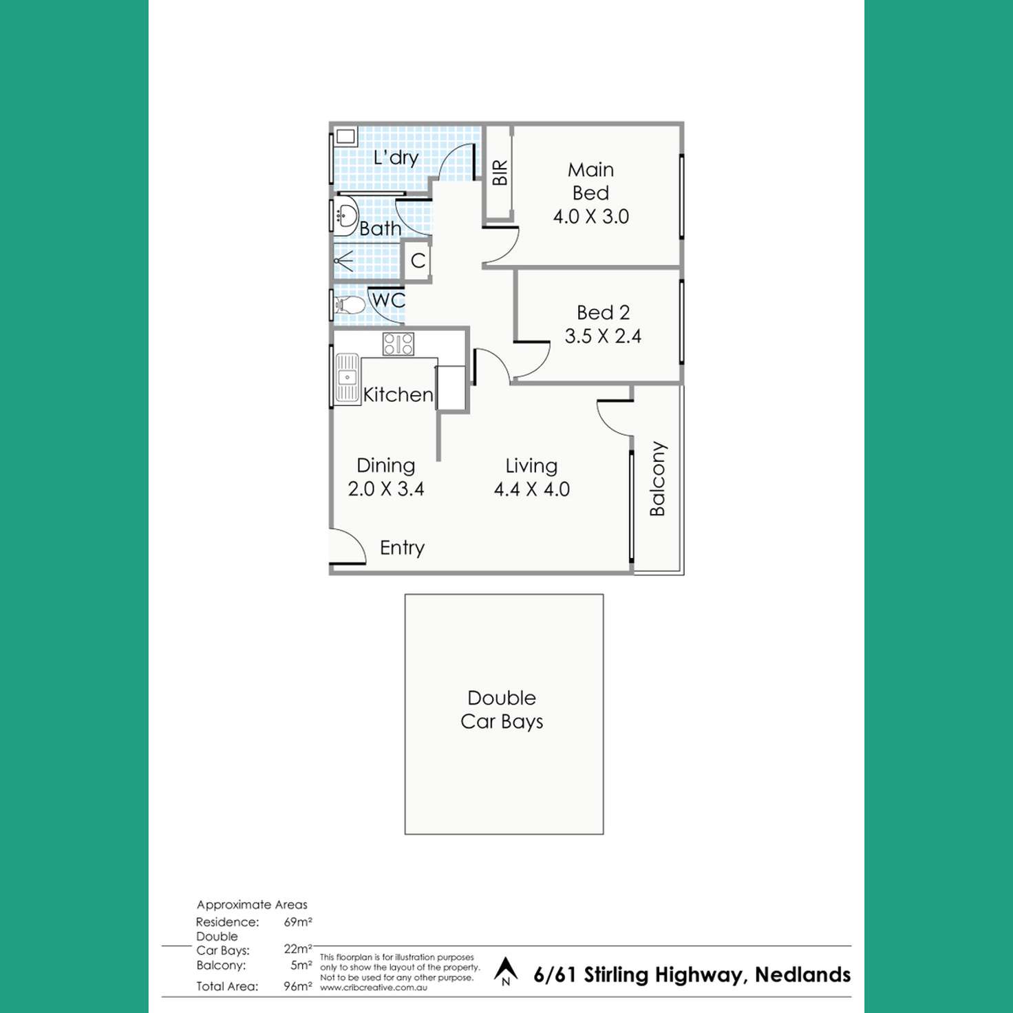 Floorplan of Homely apartment listing, 6/61 Stirling Highway, Nedlands WA 6009