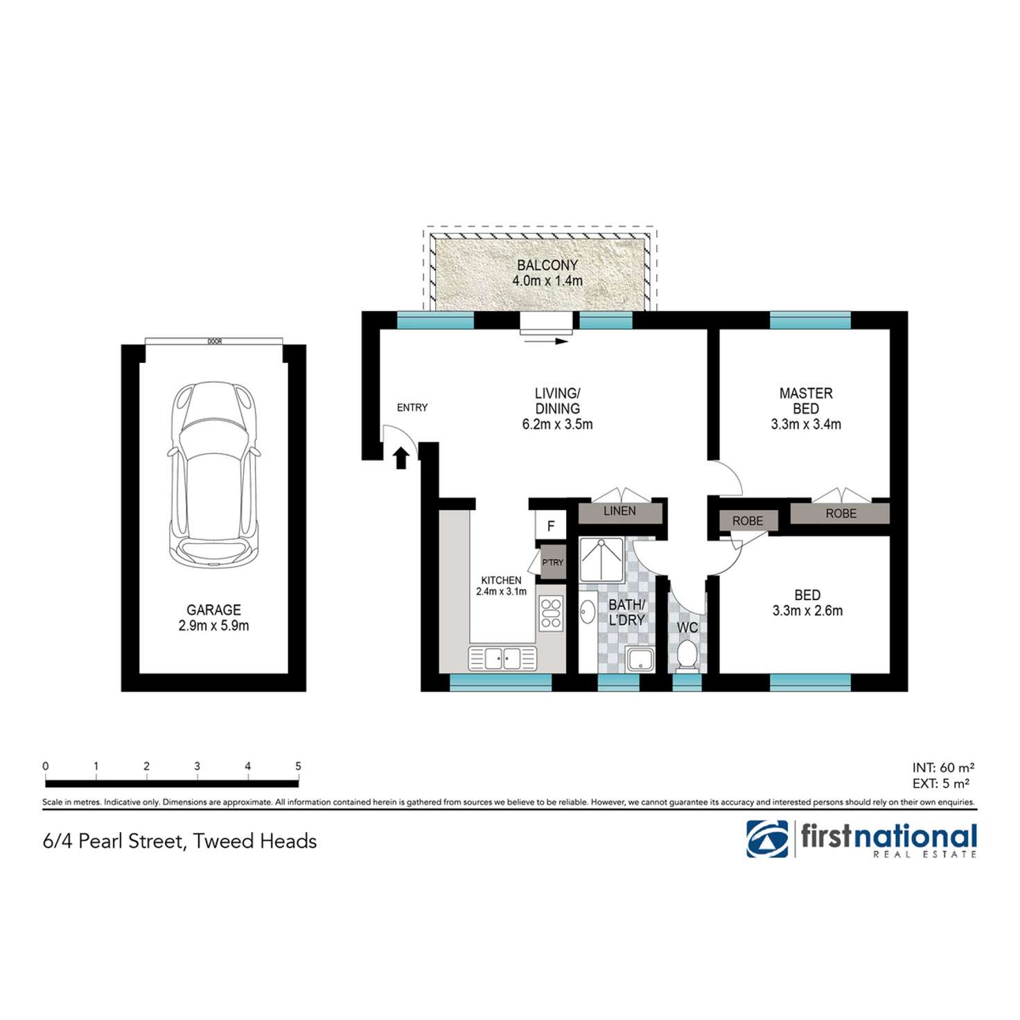 Floorplan of Homely unit listing, 6/4 Pearl Street, Tweed Heads NSW 2485