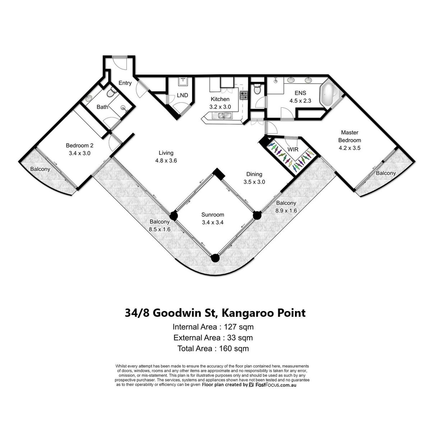 Floorplan of Homely apartment listing, 34/8 Goodwin Street, Kangaroo Point QLD 4169