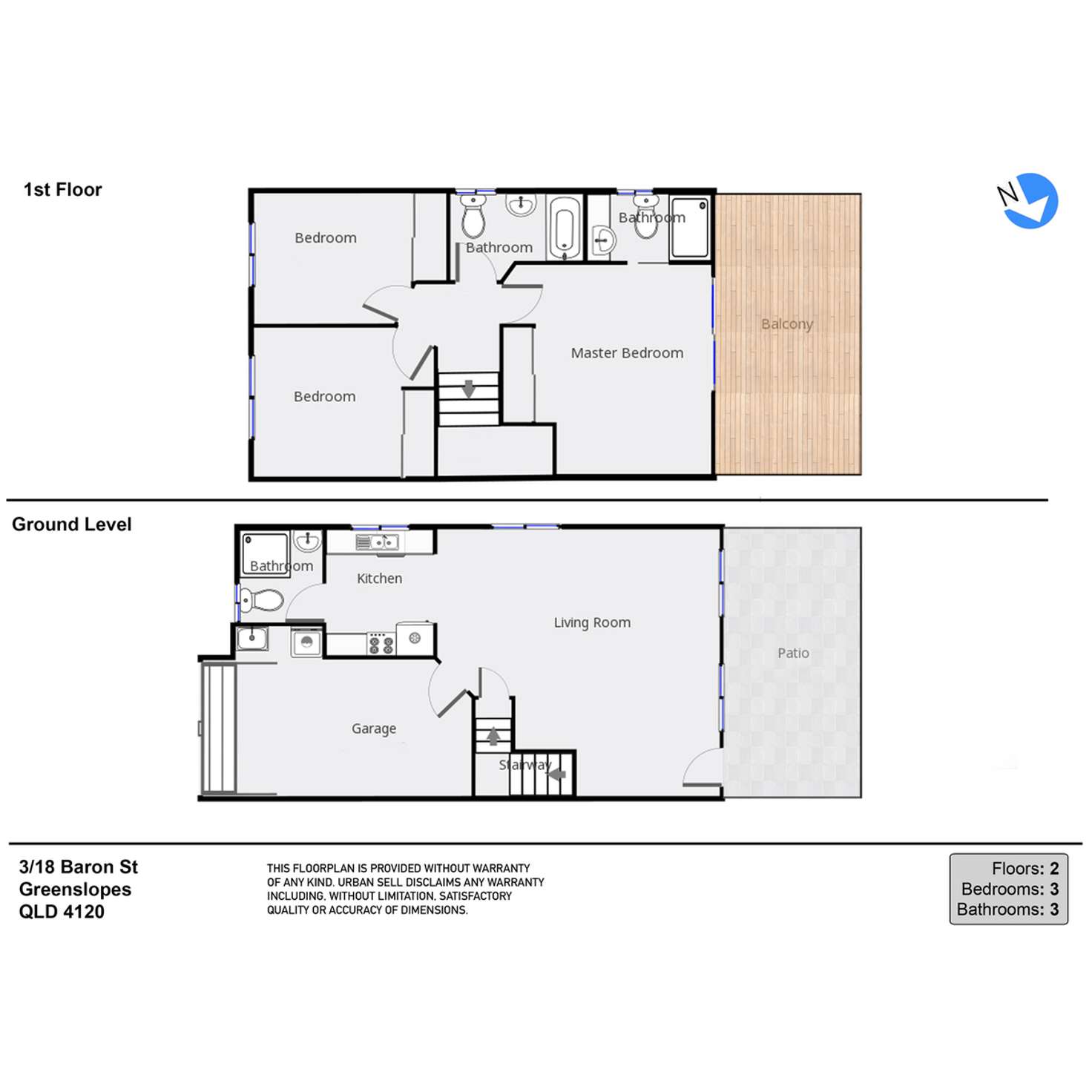 Floorplan of Homely townhouse listing, 3/18 Baron Street, Greenslopes QLD 4120