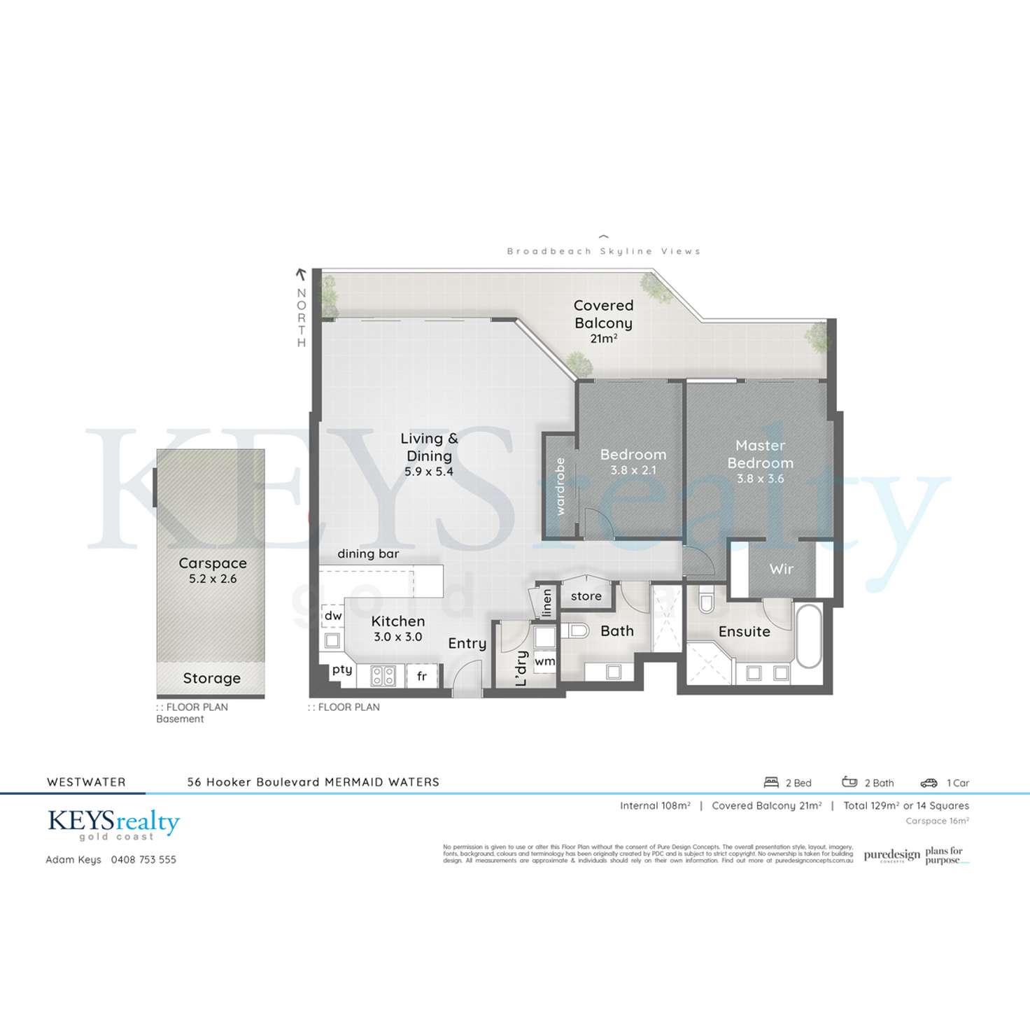 Floorplan of Homely apartment listing, 19/56 Hooker Boulevard, Mermaid Waters QLD 4218