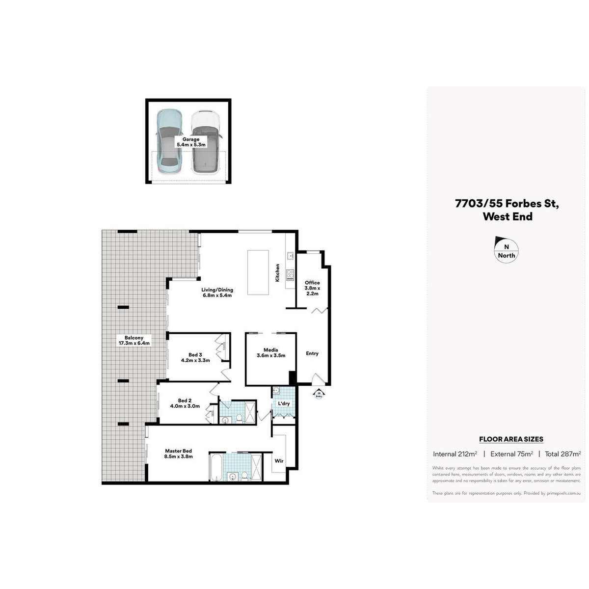 Floorplan of Homely unit listing, 7703/55 Forbes Street, West End QLD 4101