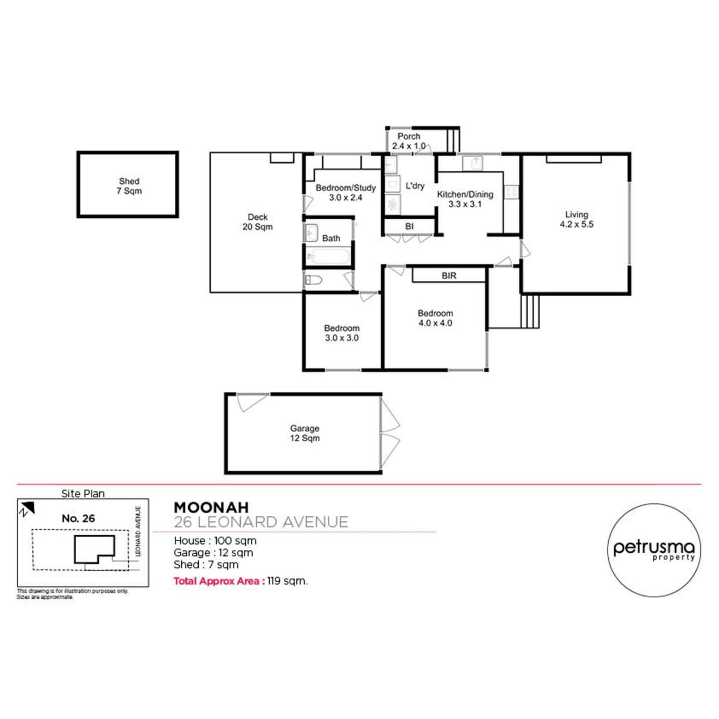 Floorplan of Homely house listing, 26 Leonard Avenue, Moonah TAS 7009