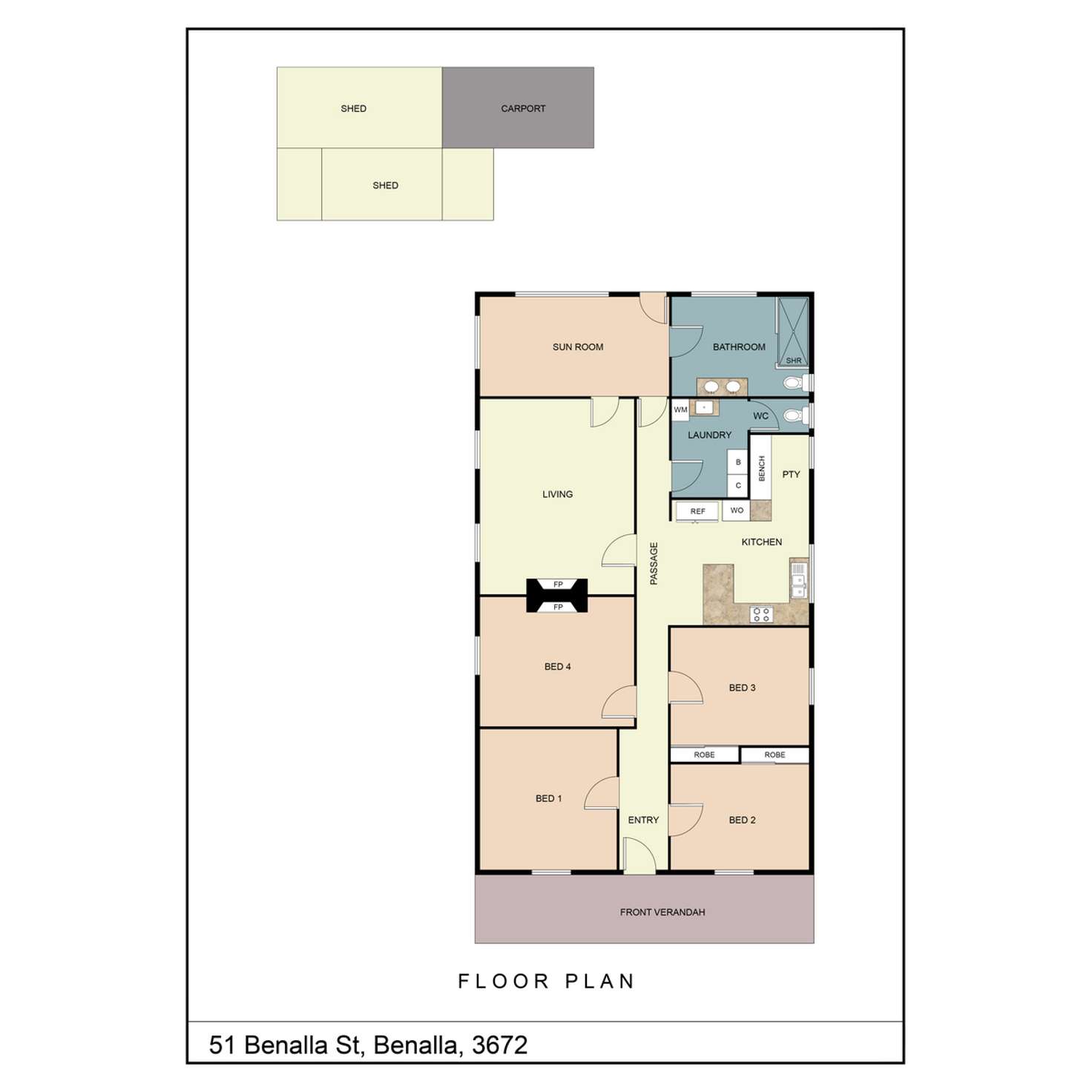 Floorplan of Homely house listing, 51 Benalla Street, Benalla VIC 3672