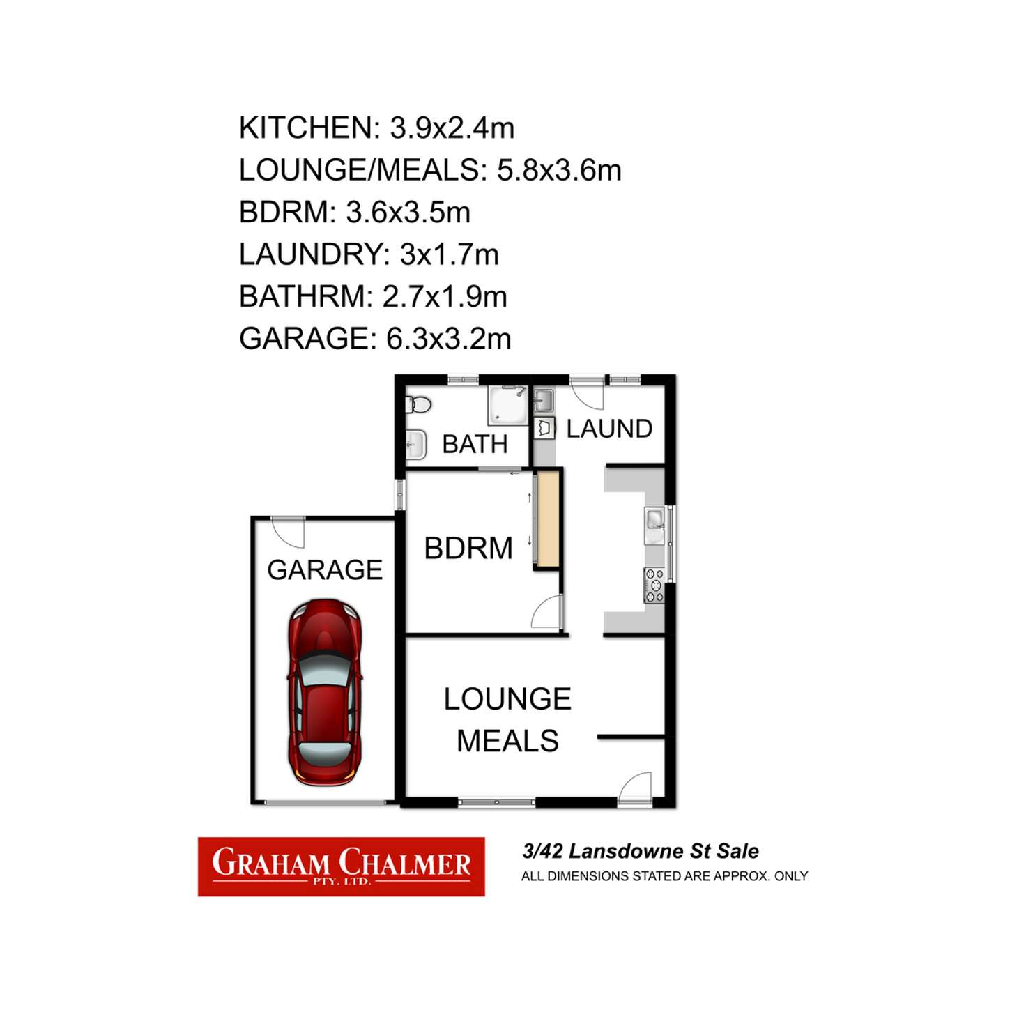 Floorplan of Homely unit listing, 3/42 Lansdowne Street, Sale VIC 3850