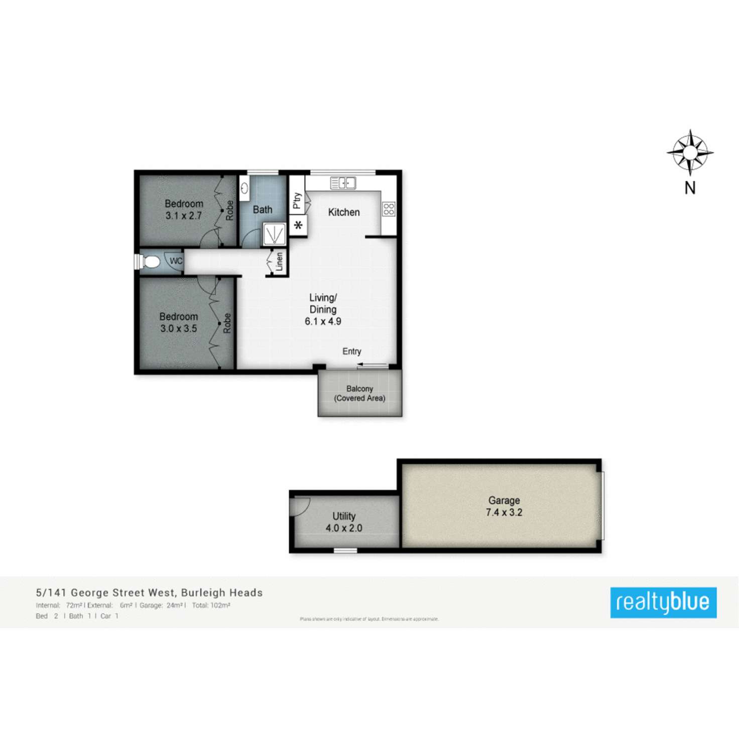 Floorplan of Homely unit listing, 5/141 George Street West, Burleigh Heads QLD 4220