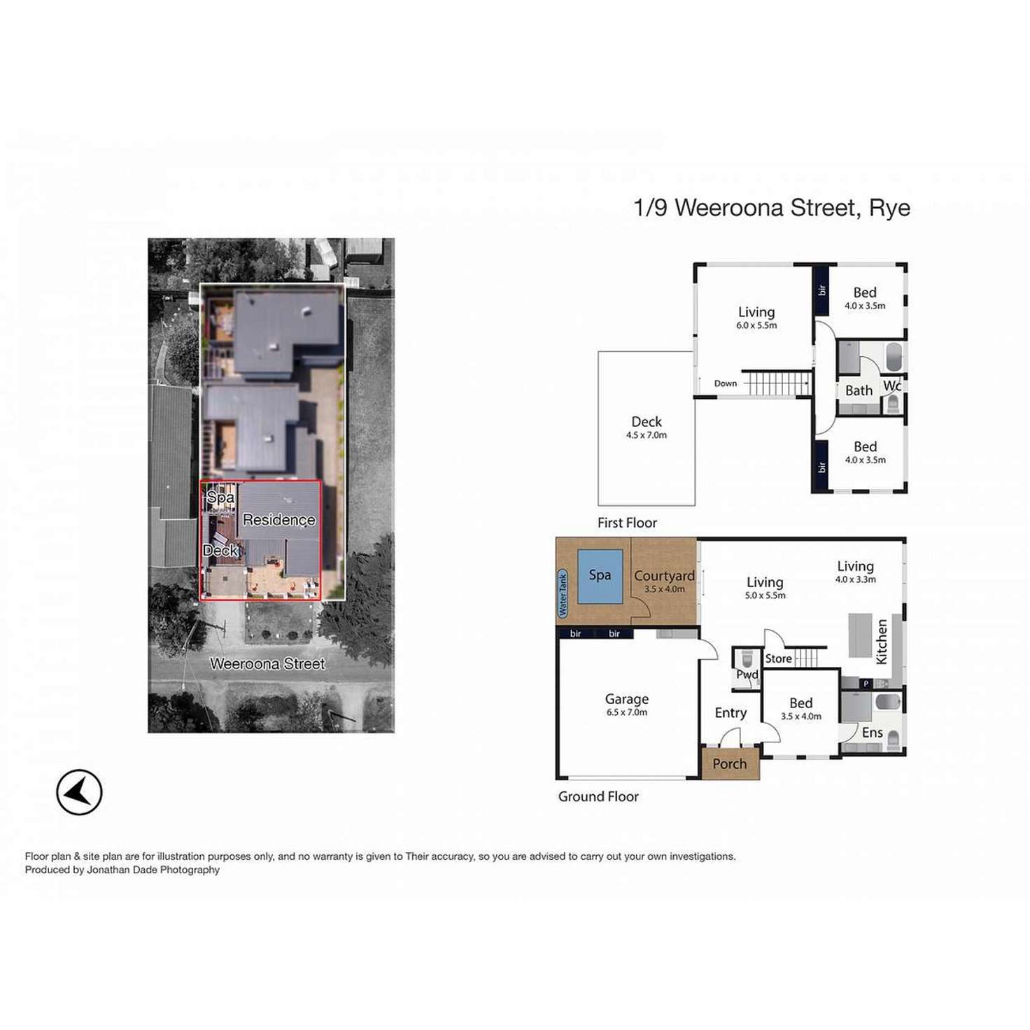 Floorplan of Homely townhouse listing, 1/9 Weeroona Street, Rye VIC 3941