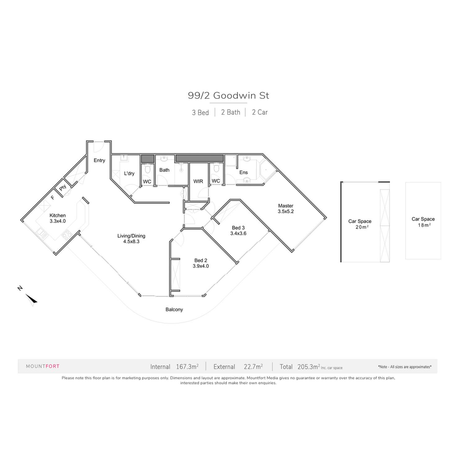 Floorplan of Homely apartment listing, 99/2 Goodwin Street, Kangaroo Point QLD 4169
