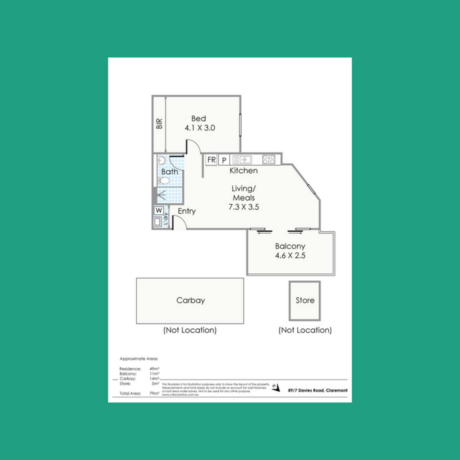 Floorplan of Homely apartment listing, 89/7 Davies Road, Claremont WA 6010