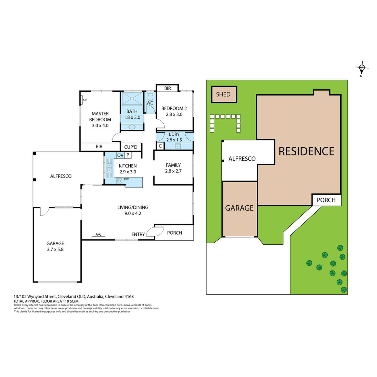Floorplan of Homely villa listing, 13/102 Wynyard Street, Cleveland QLD 4163