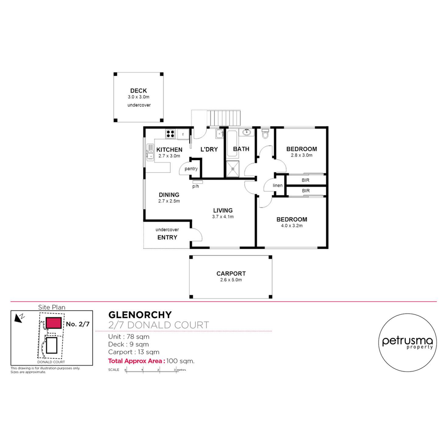 Floorplan of Homely unit listing, 2/7 Donald Court, Glenorchy TAS 7010