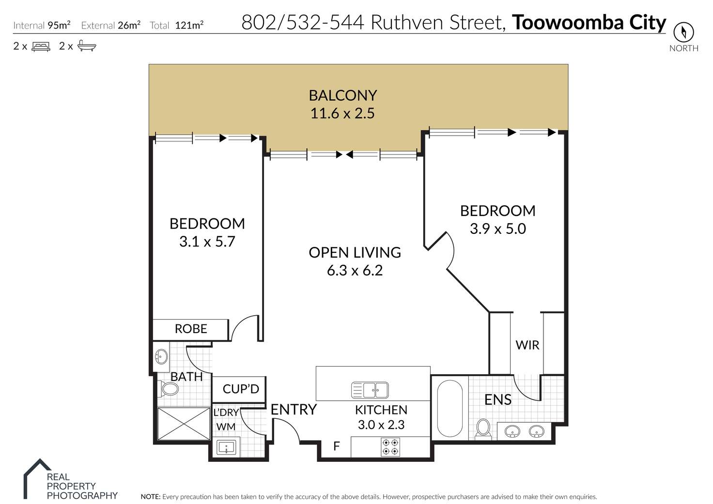 Floorplan of Homely apartment listing, 802/532 - 544 Ruthven Street, Toowoomba City QLD 4350