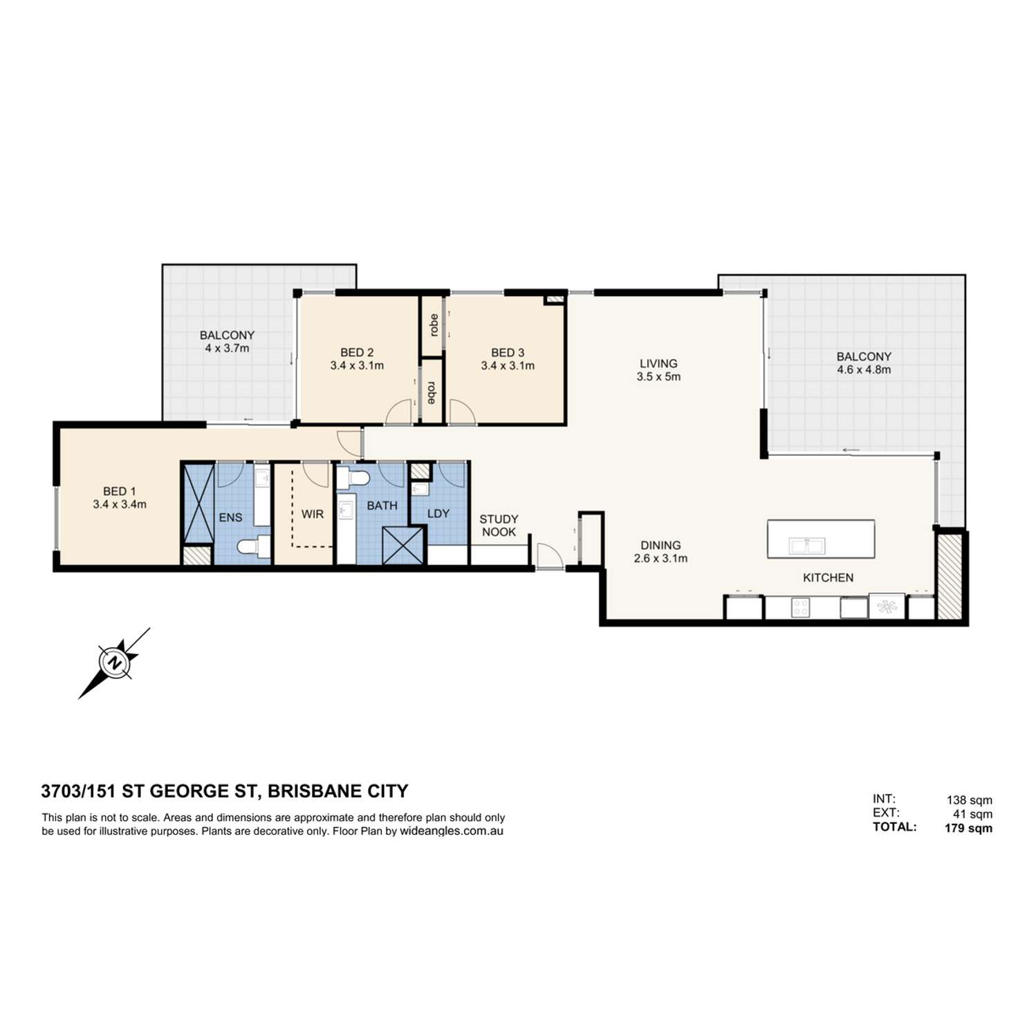 Floorplan of Homely apartment listing, 3703/151 George Street, Brisbane City QLD 4000