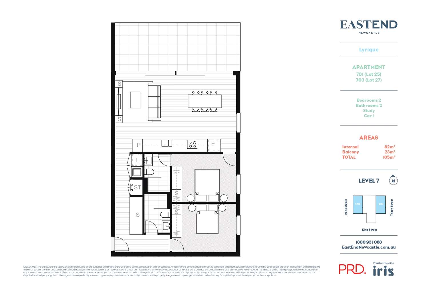 Floorplan of Homely apartment listing, S701/147-153 Hunter Street, Newcastle NSW 2300