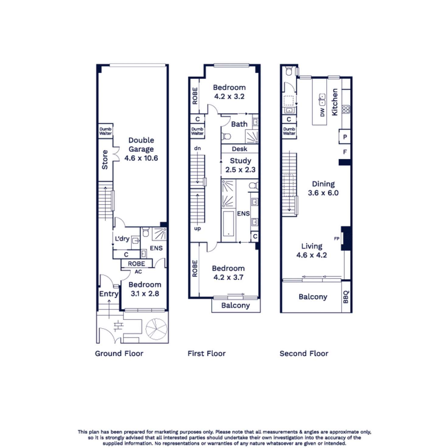 Floorplan of Homely townhouse listing, 182 Cecil Street, South Melbourne VIC 3205