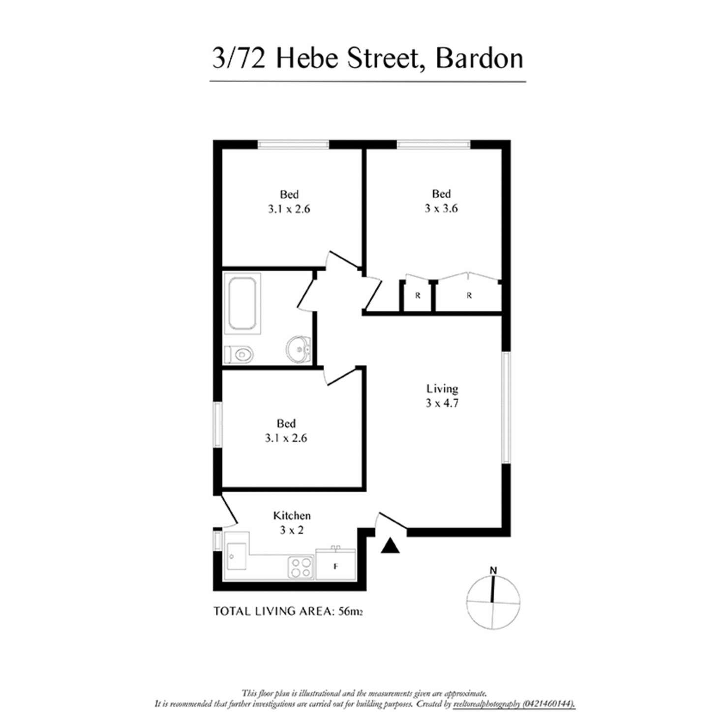 Floorplan of Homely unit listing, 3/72 Hebe Street, Bardon QLD 4065