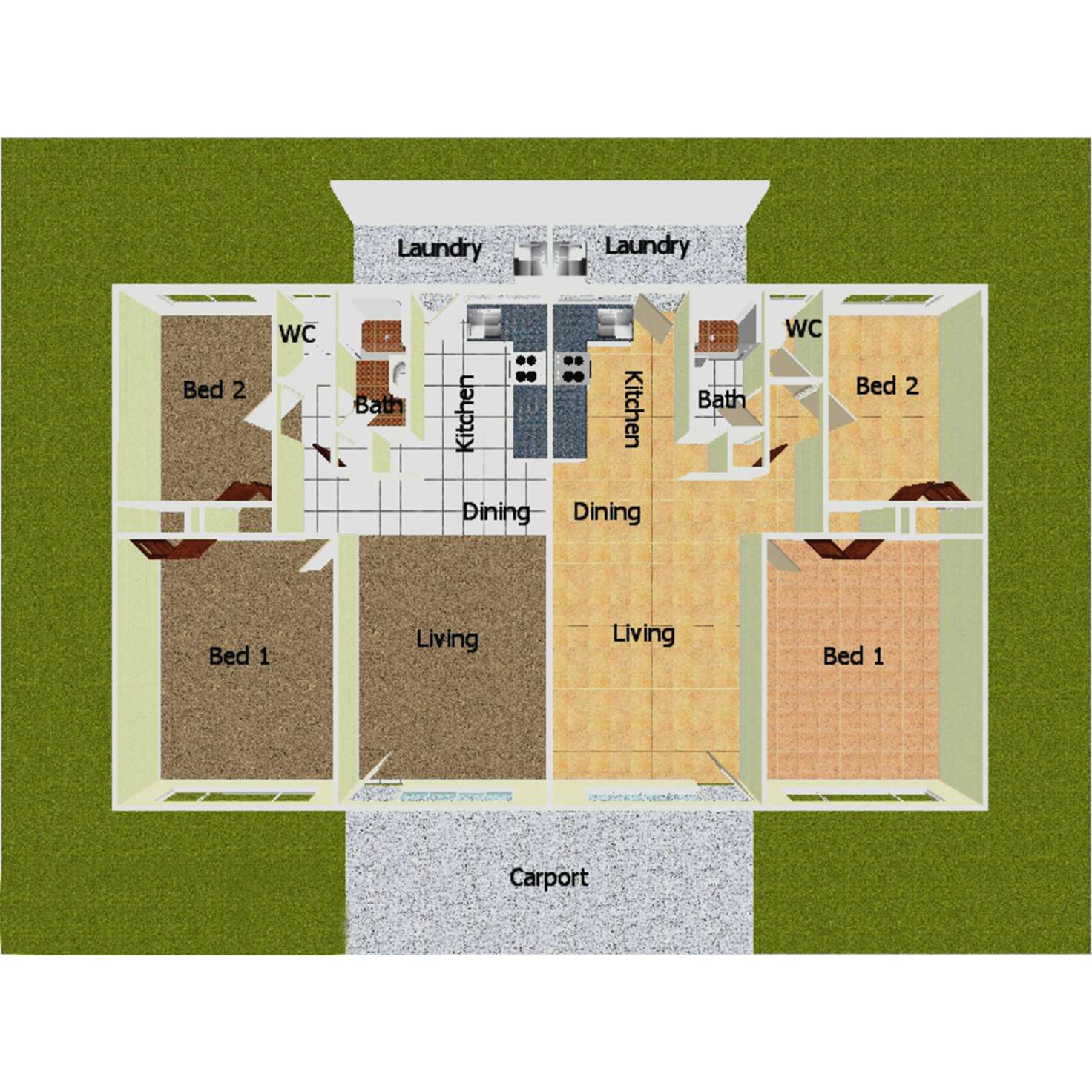 Floorplan of Homely semiDetached listing, Unit 1 & 2 /42 Cambridge Street, Gulliver QLD 4812