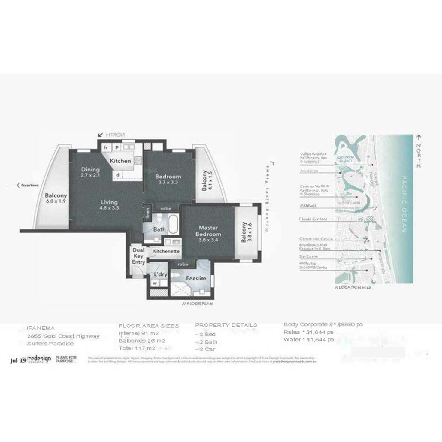 Floorplan of Homely apartment listing, 1206/2865 Gold Coast Highway, Surfers Paradise QLD 4217