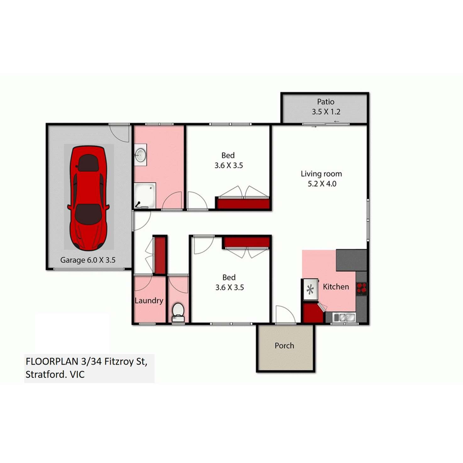 Floorplan of Homely unit listing, 3/34 Fitzroy Street, Stratford VIC 3862