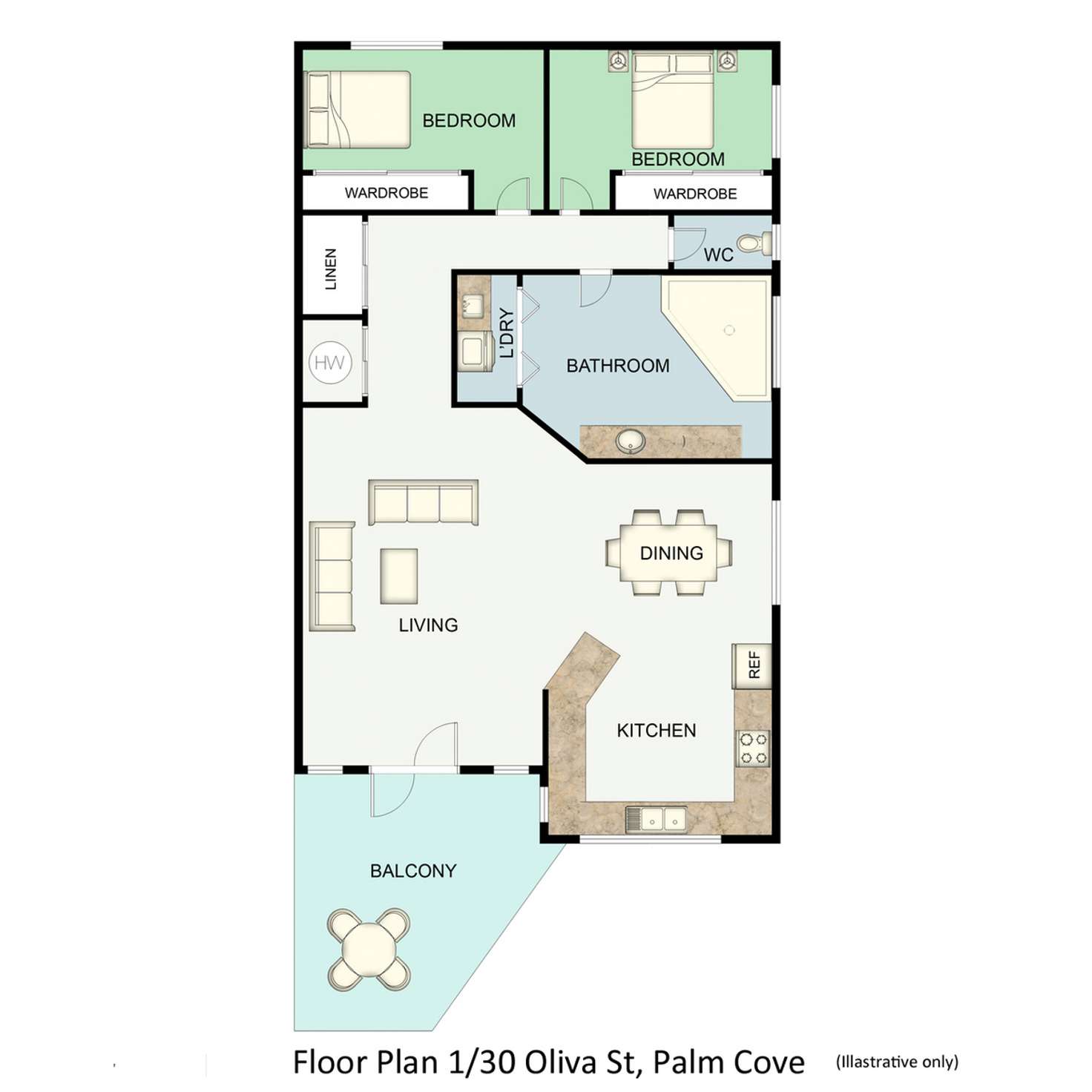 Floorplan of Homely apartment listing, 1/30 Oliva Street, Palm Cove QLD 4879