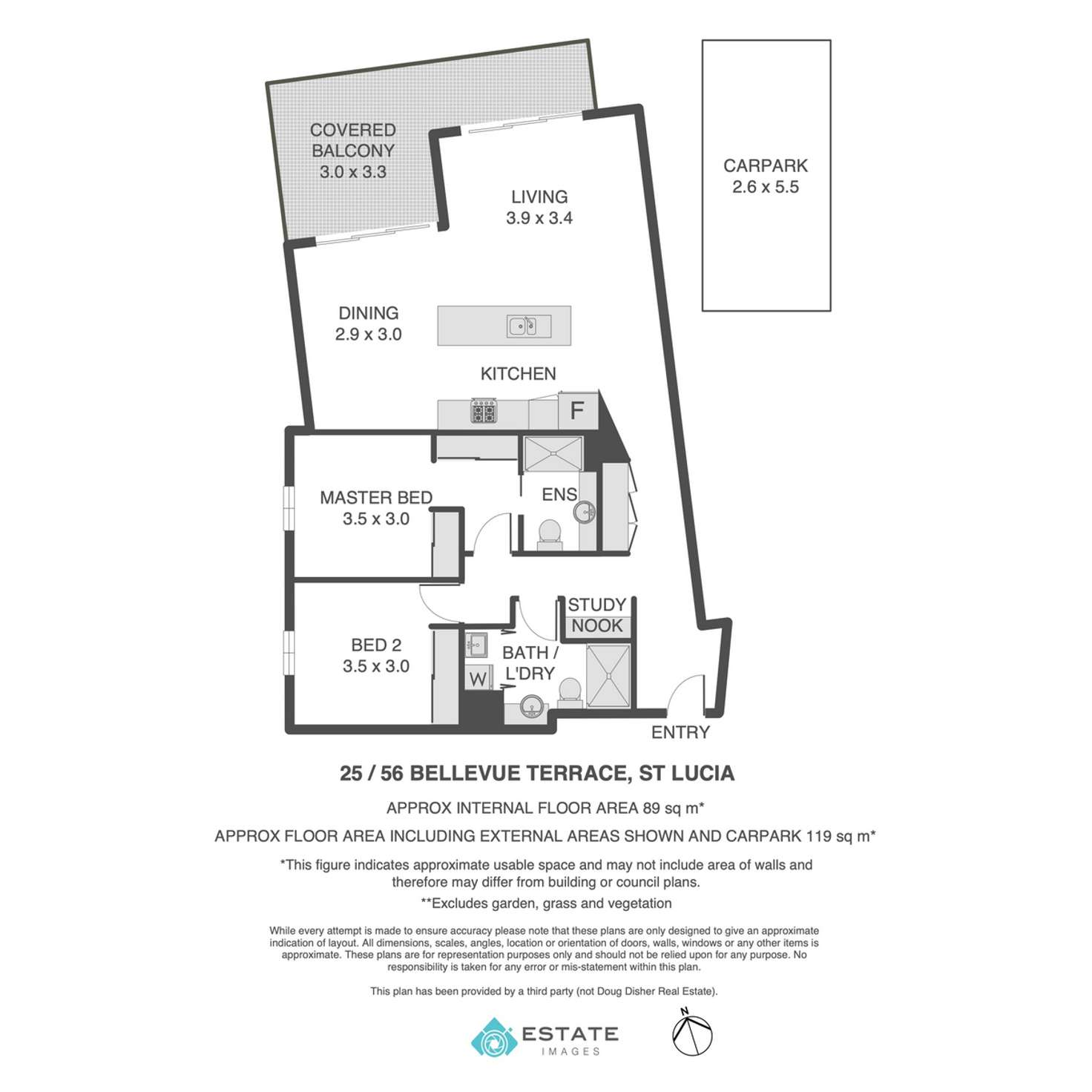 Floorplan of Homely apartment listing, 25/56 Bellevue Terrace, St Lucia QLD 4067