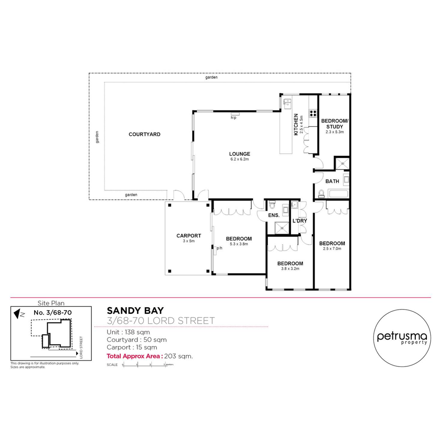 Floorplan of Homely unit listing, 3/68-70 Lord Street, Sandy Bay TAS 7005