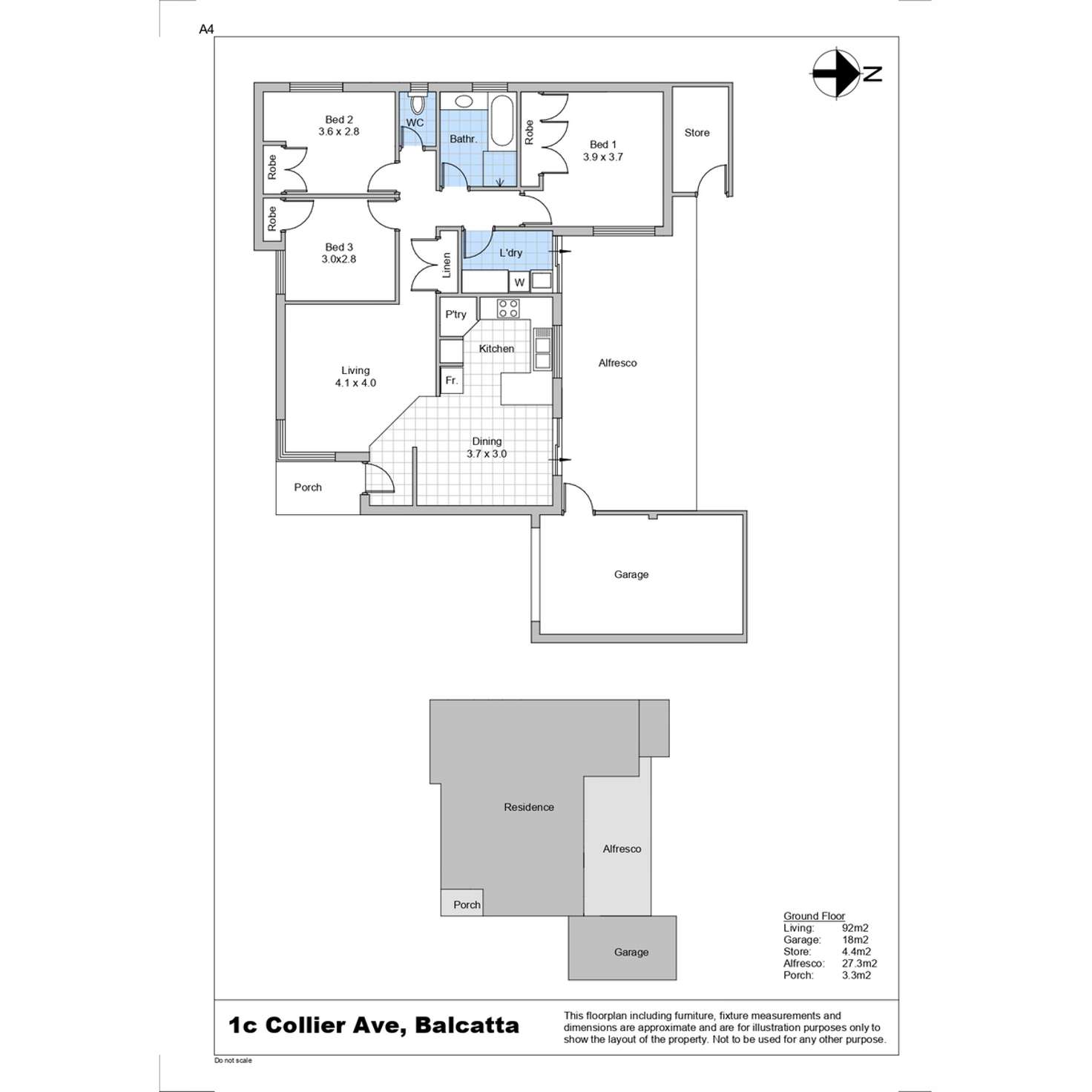 Floorplan of Homely house listing, 1C Collier Avenue, Balcatta WA 6021