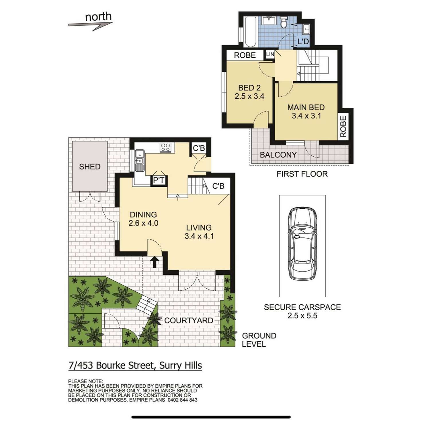 Floorplan of Homely townhouse listing, 7/453 Bourke Street, Surry Hills NSW 2010