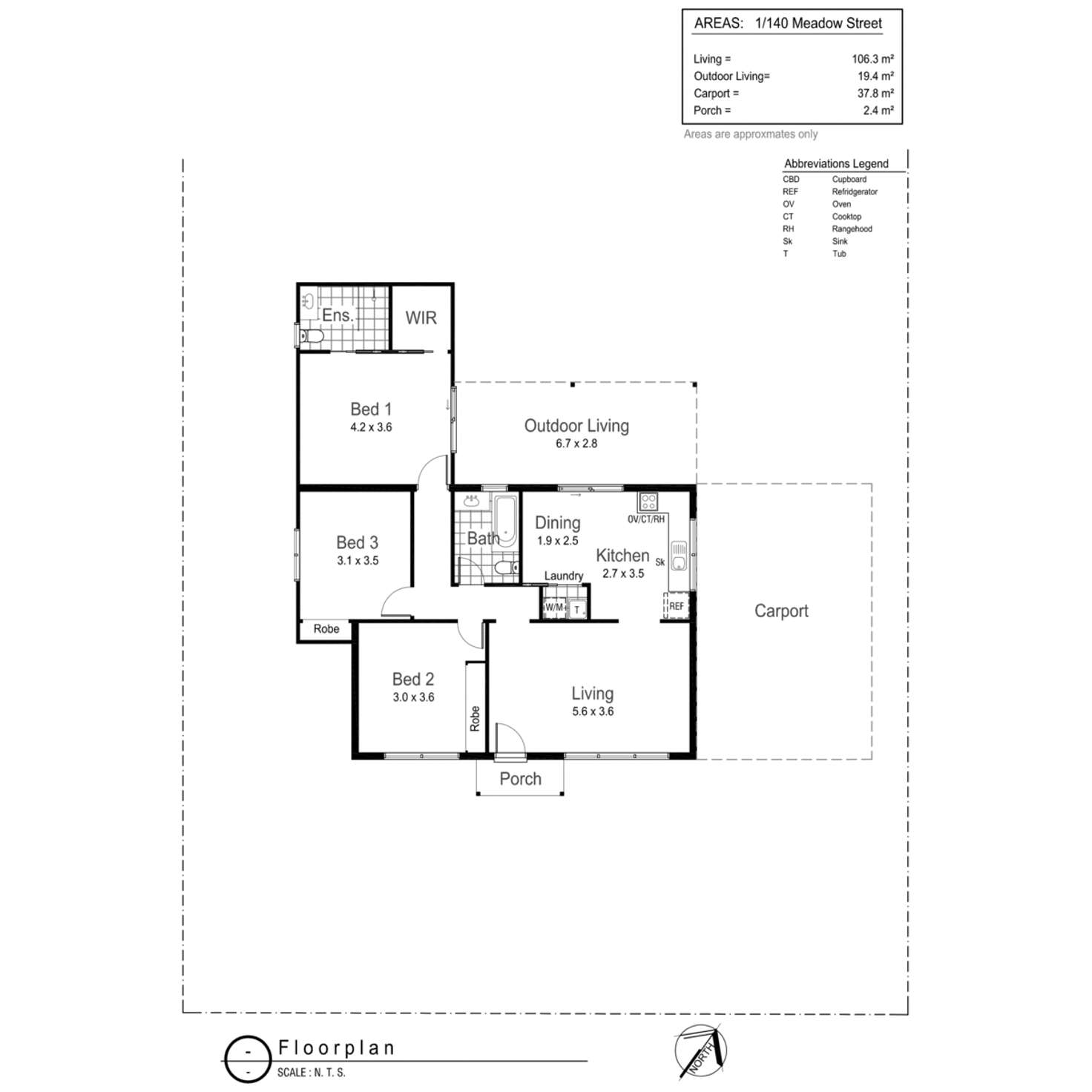 Floorplan of Homely unit listing, 1/140 Meadow Street, Kooringal NSW 2650