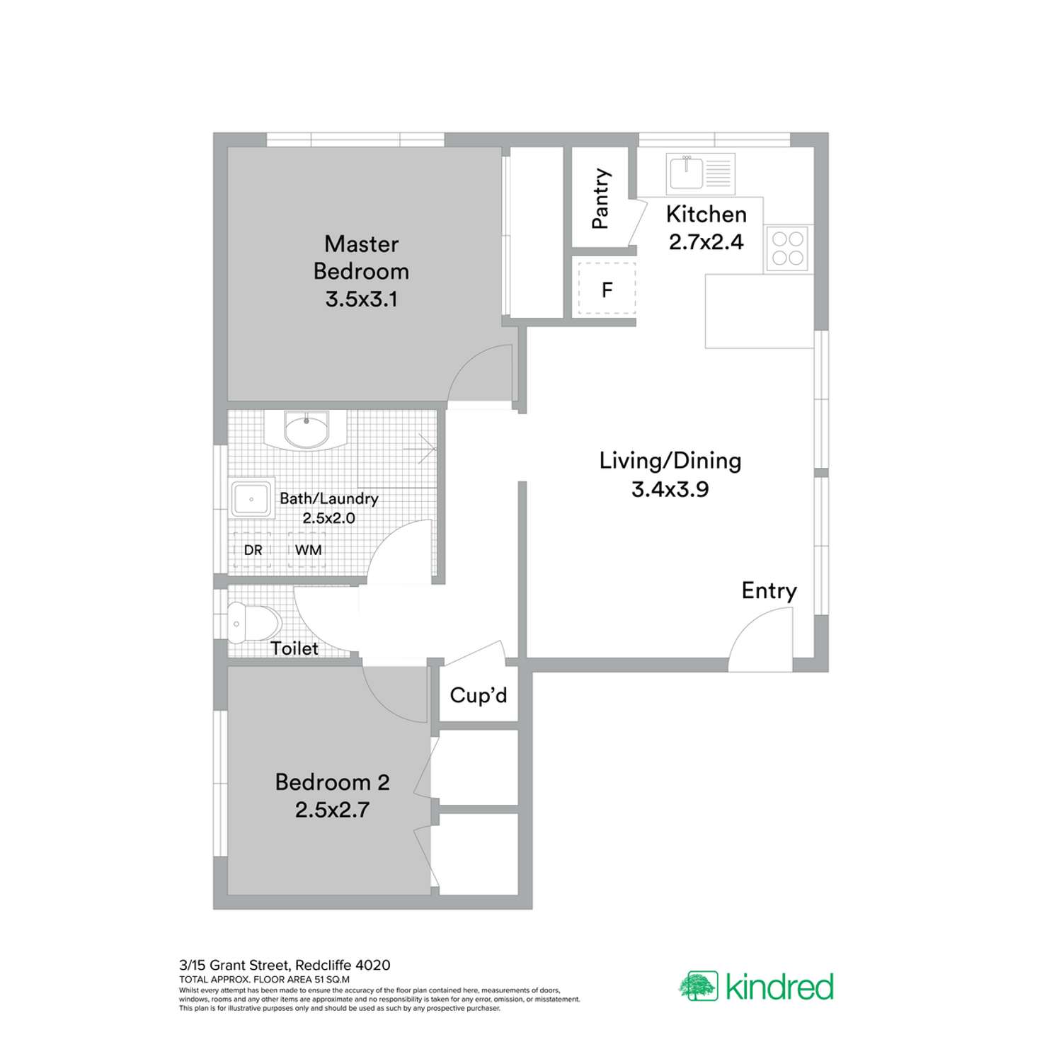 Floorplan of Homely unit listing, 3/15 Grant Street, Redcliffe QLD 4020
