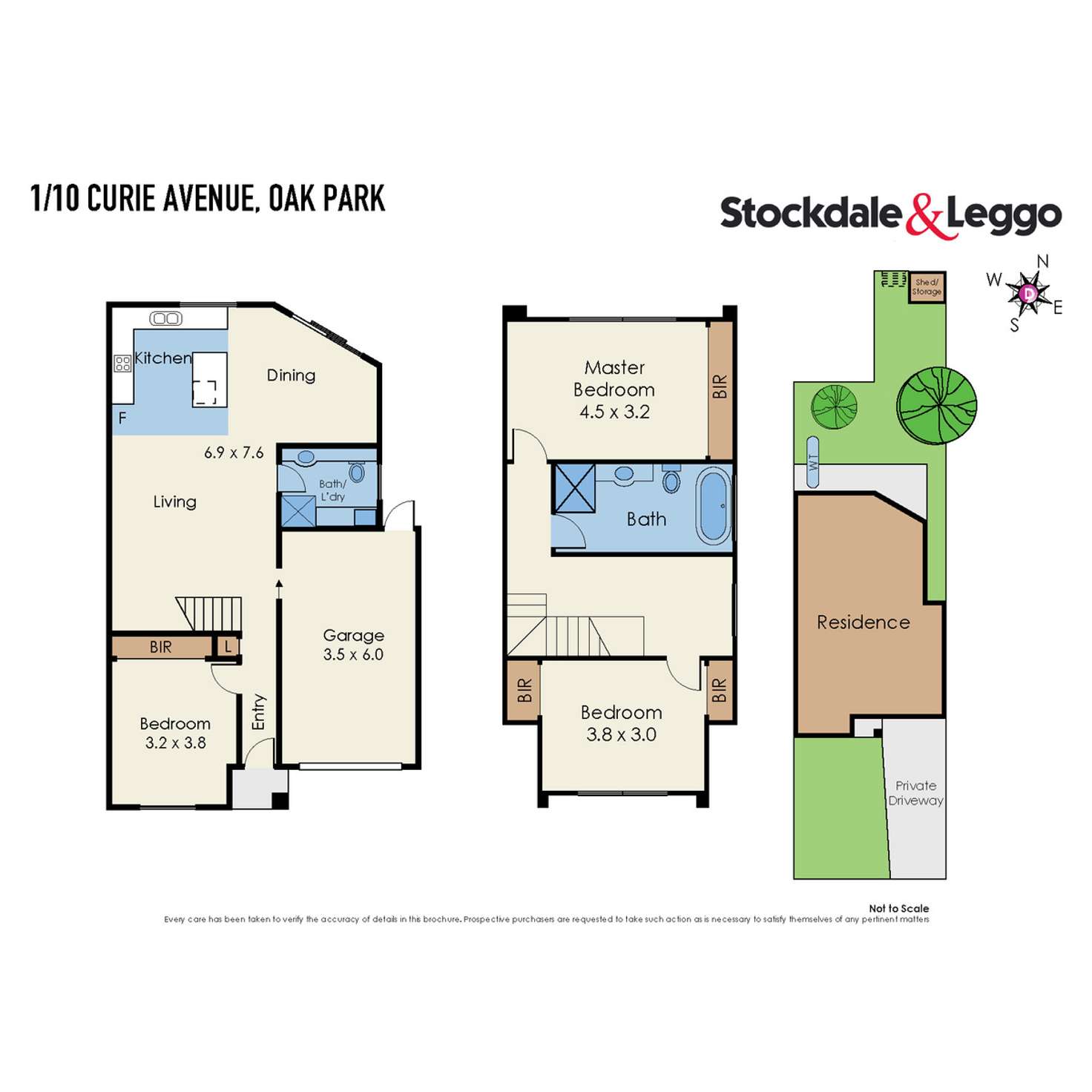 Floorplan of Homely townhouse listing, 1/10 Curie Avenue, Oak Park VIC 3046
